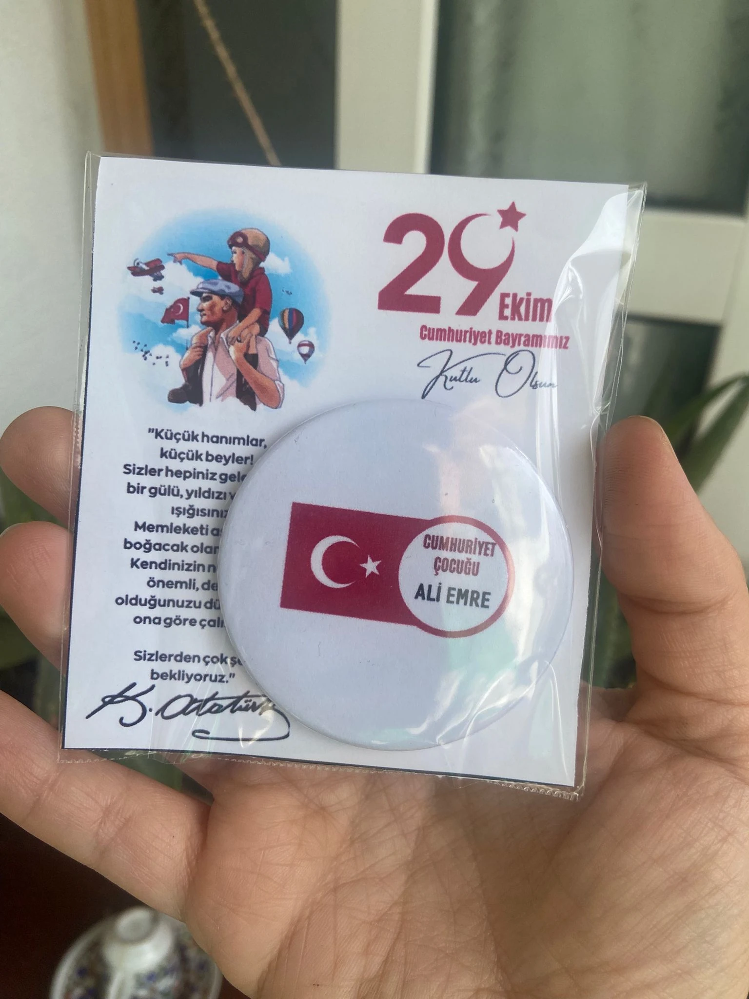 29 Ekim Temalı Kişiye Özel Rozet