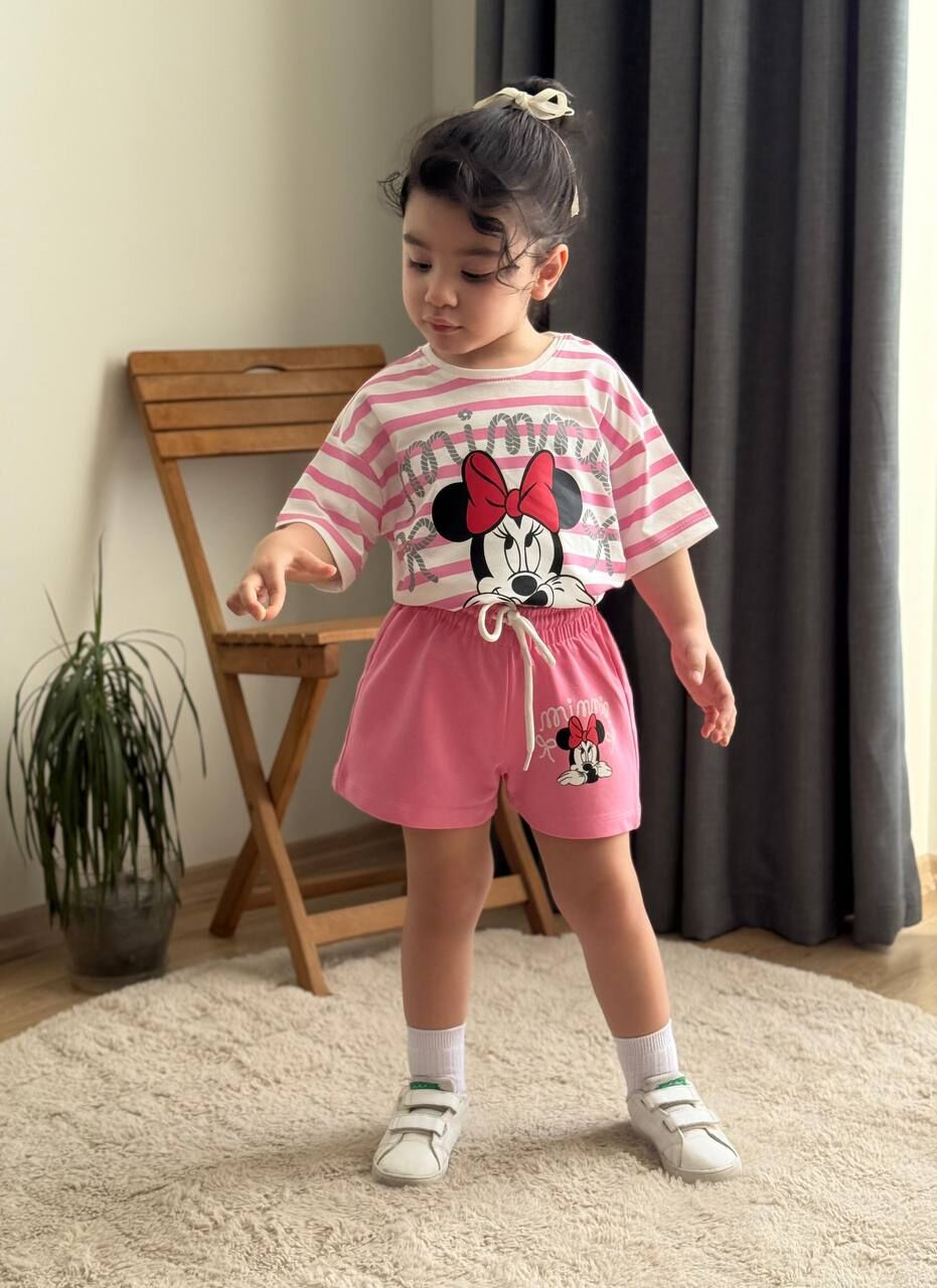Minnie Zincir Detay Pamuklu Kız Çocuk Takım