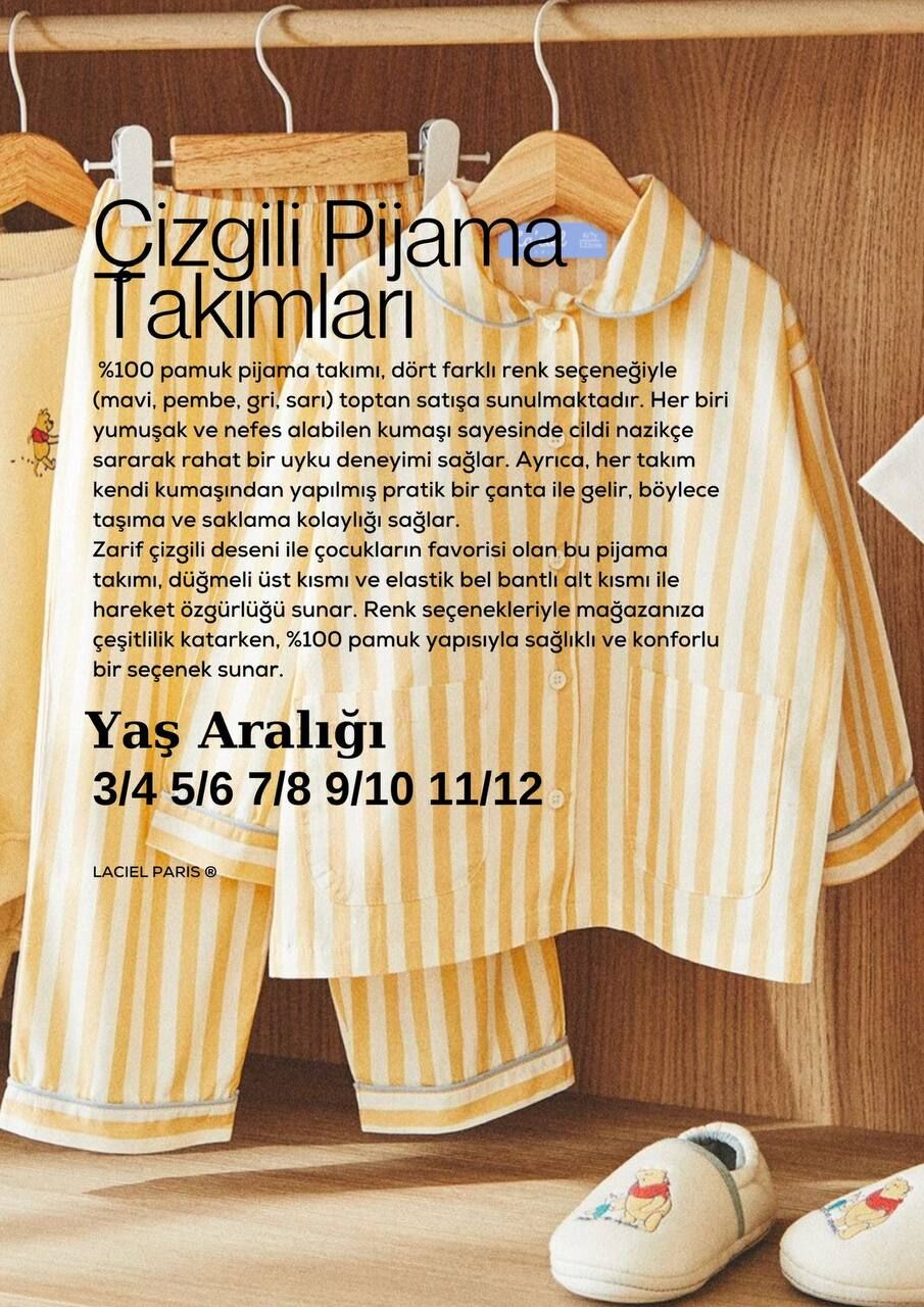 Laci'el Pembe Çizgili Tam Pamuk Pijama Takımı