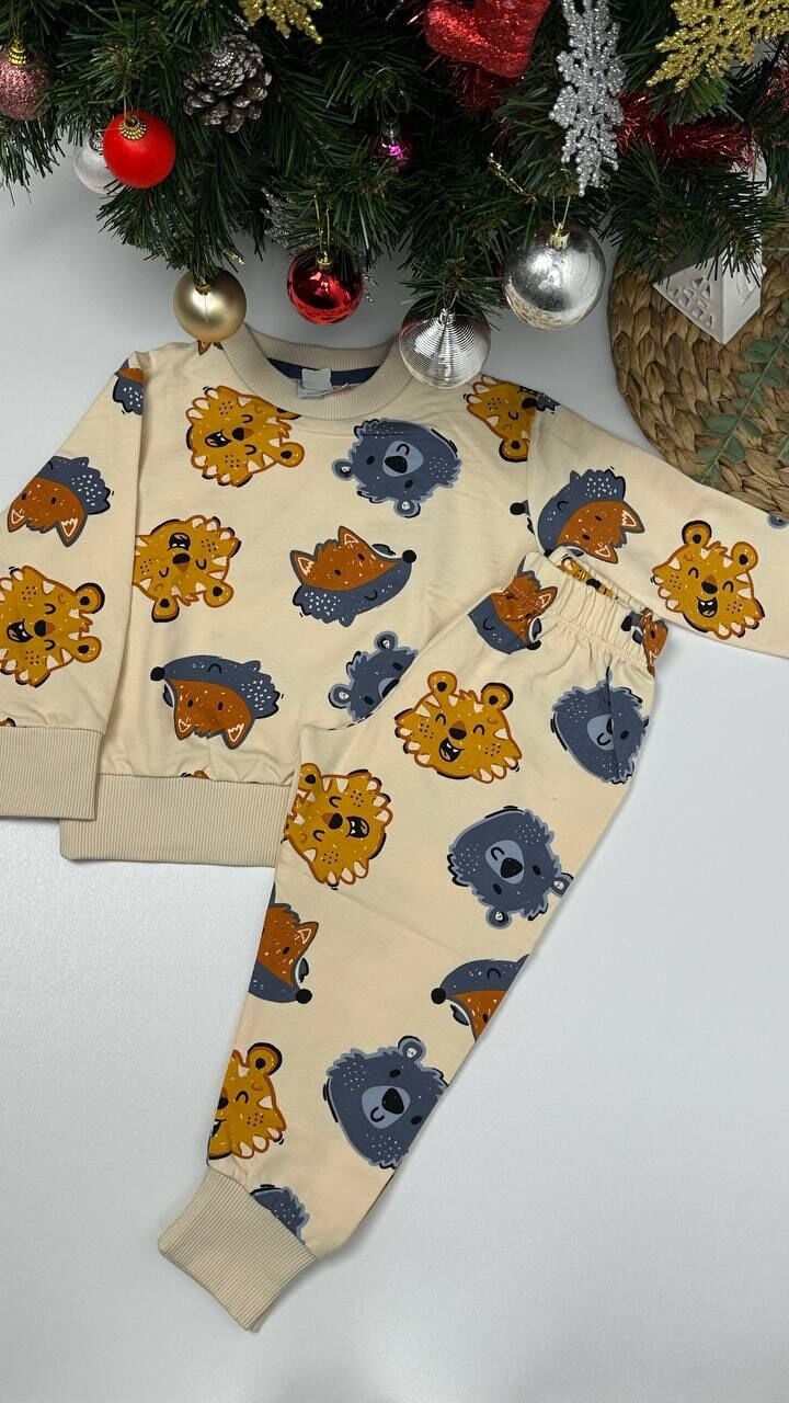 Yeni Sezom Tam Pamuk Erkek Çocuk Pijama Takımı