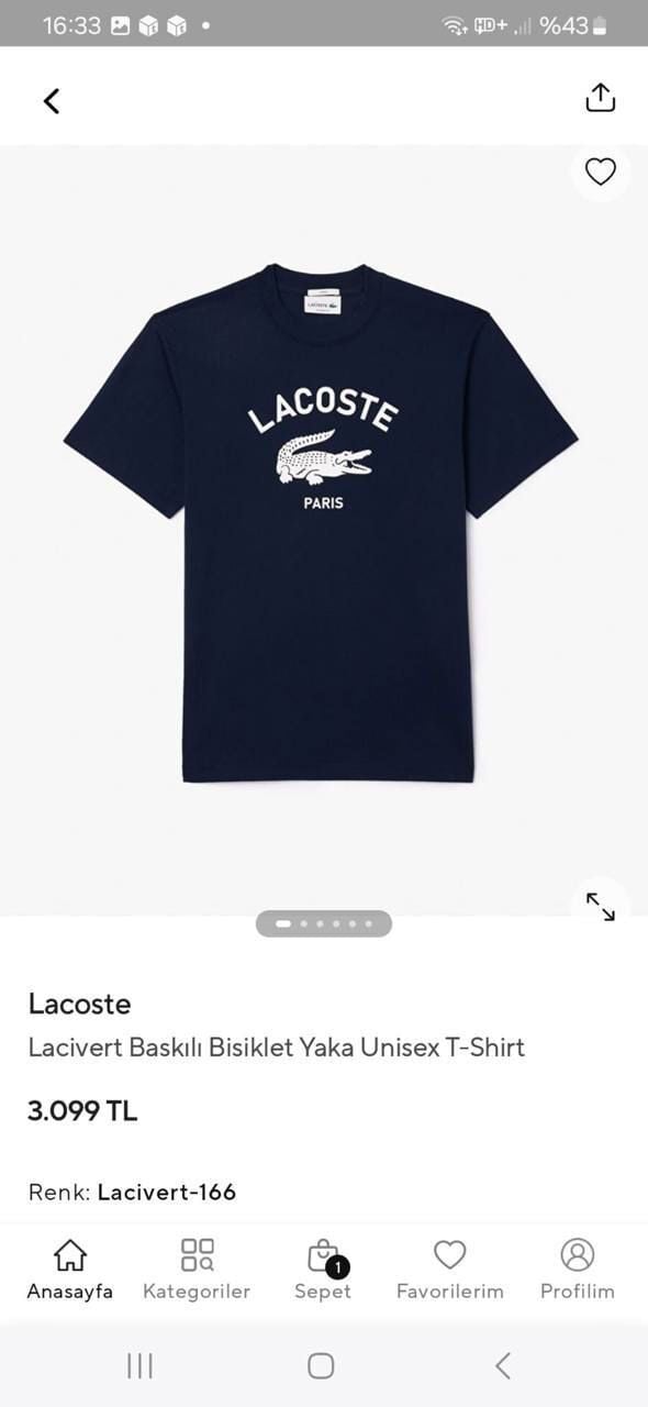 Lcoste Lacivert İthal Çocuk T-shirt