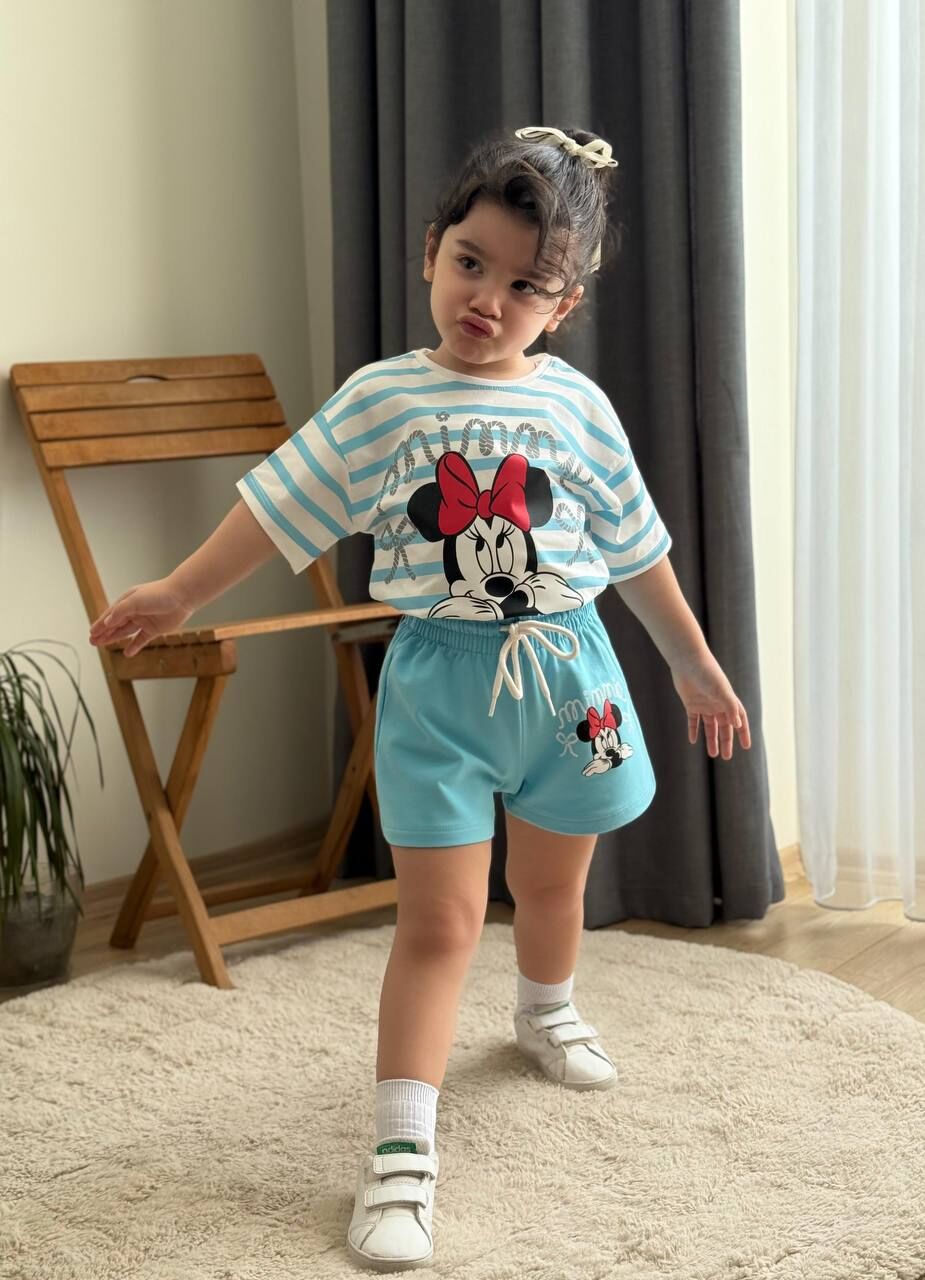 Minnie Zincir Detay Pamuklu Kız Çocuk Takım