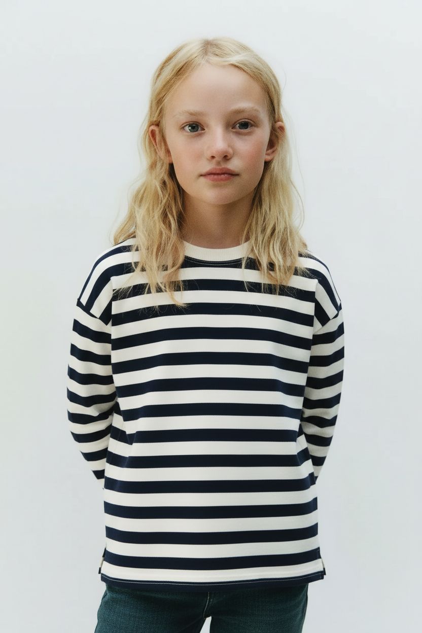 Laci'el Paris Çizgili Basic Sweatshirt 