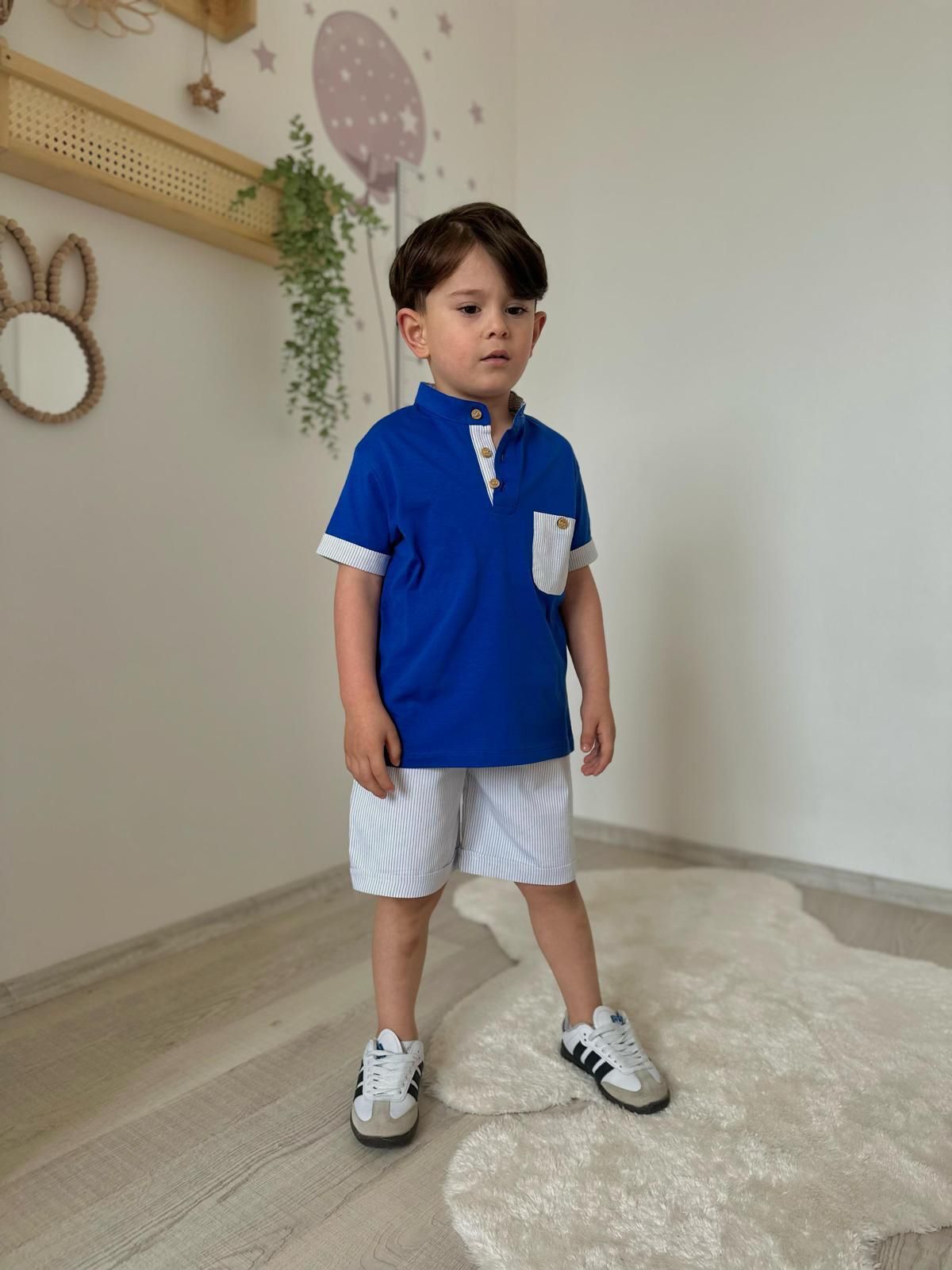 Mavi Çizgili Erkek Çocuk Takım