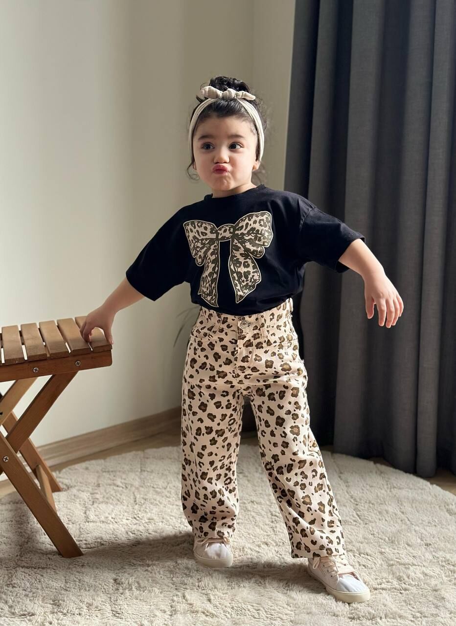 Leopar Denim Kız Çocuk Takım
