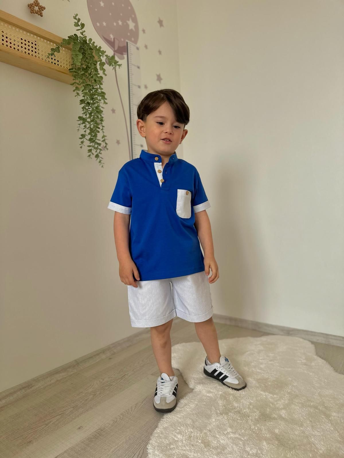 Mavi Çizgili Erkek Çocuk Takım