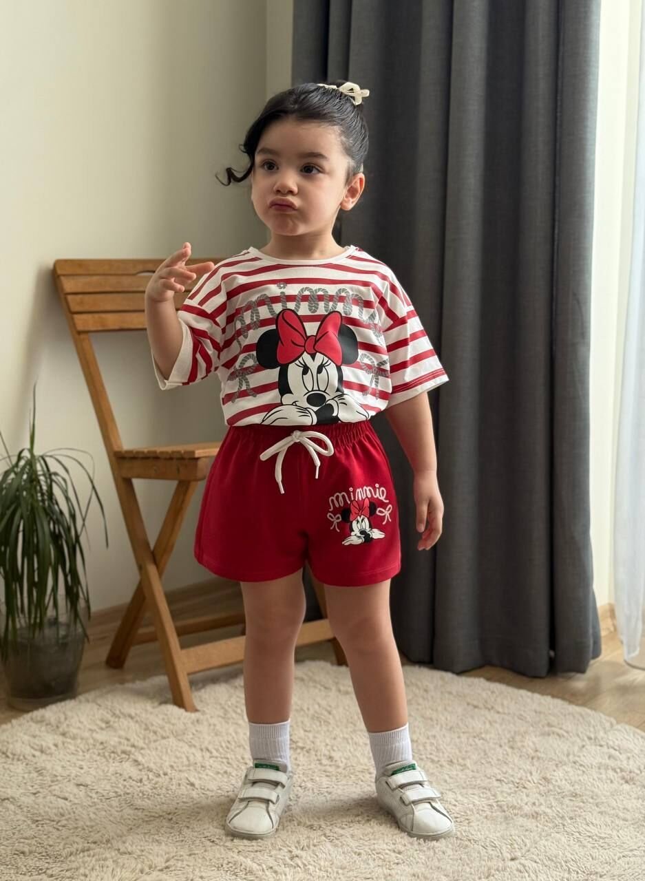 Minnie Zincir Detay Pamuklu Kız Çocuk Takım