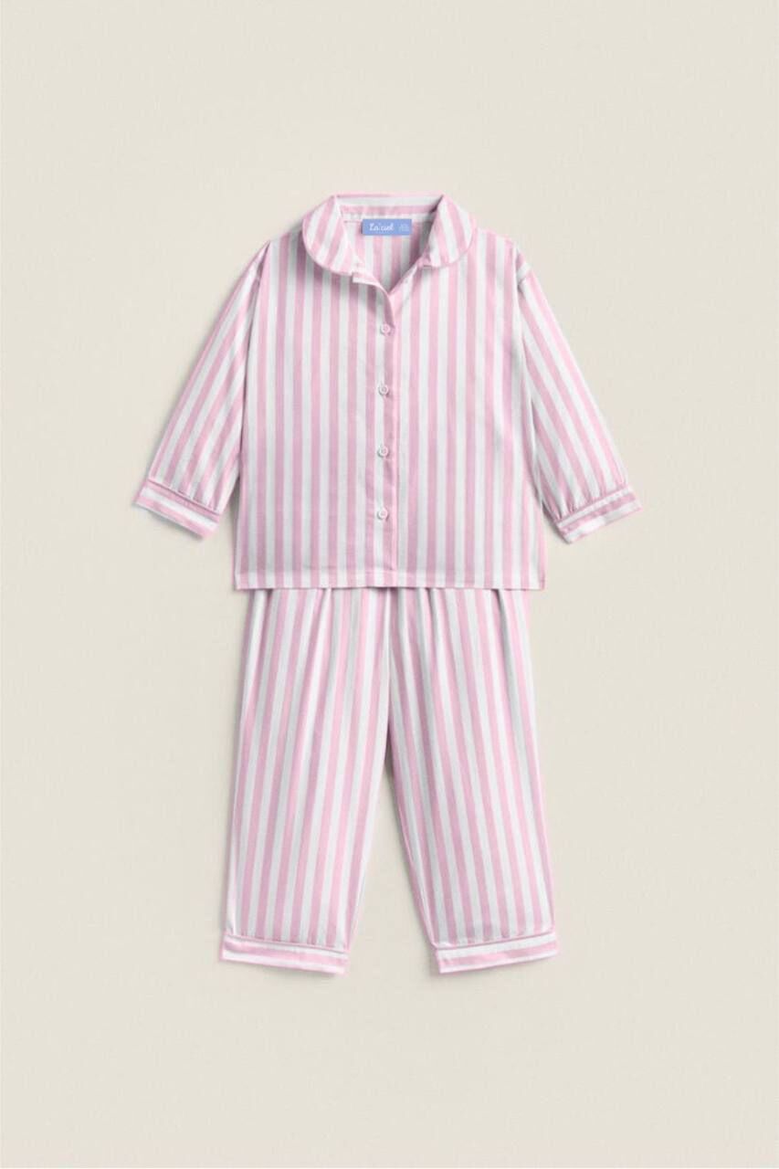 Laci'el Pembe Çizgili Tam Pamuk Pijama Takımı