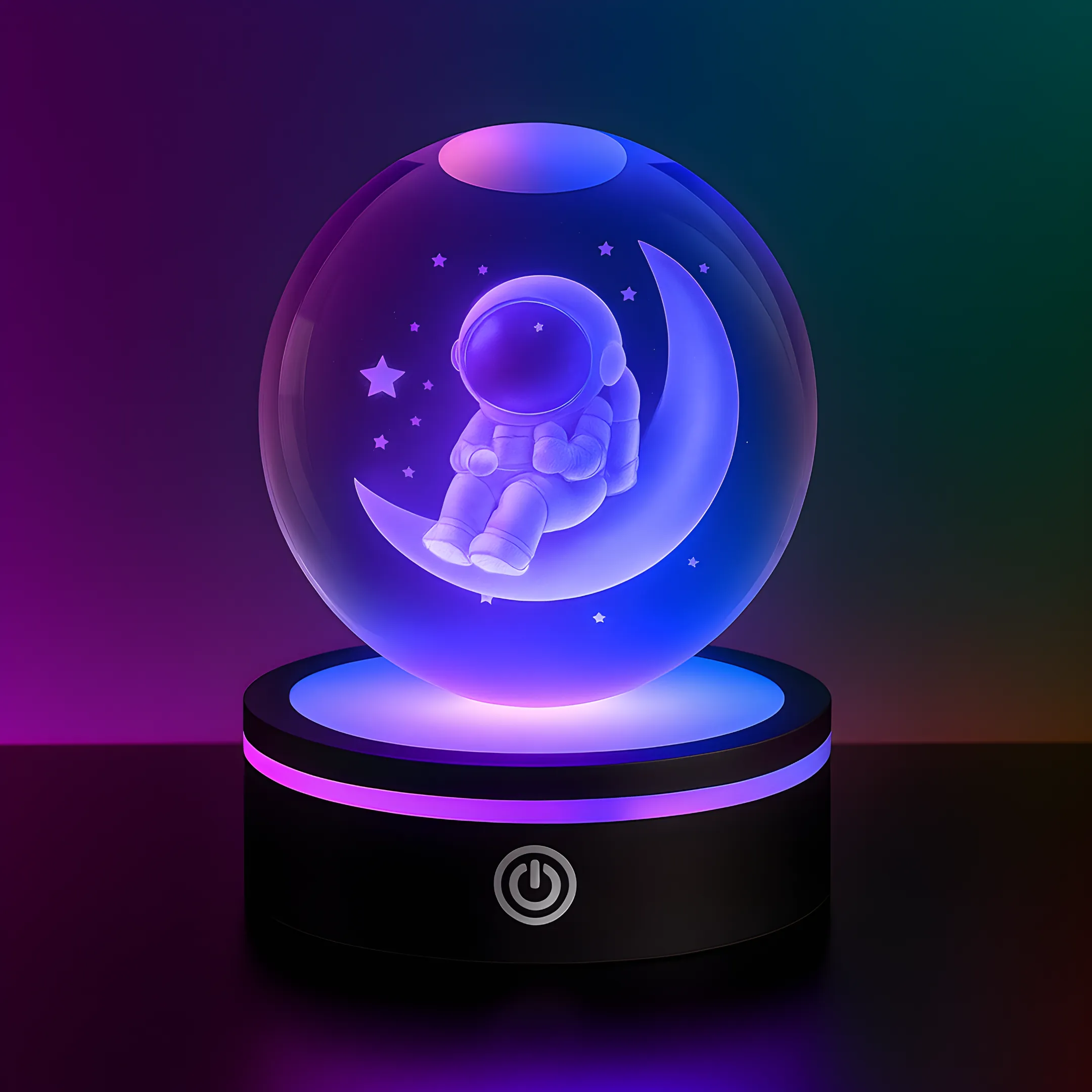 Ayda Oturan Astronot Tasarımlı USB’li Dönen Cam Küre