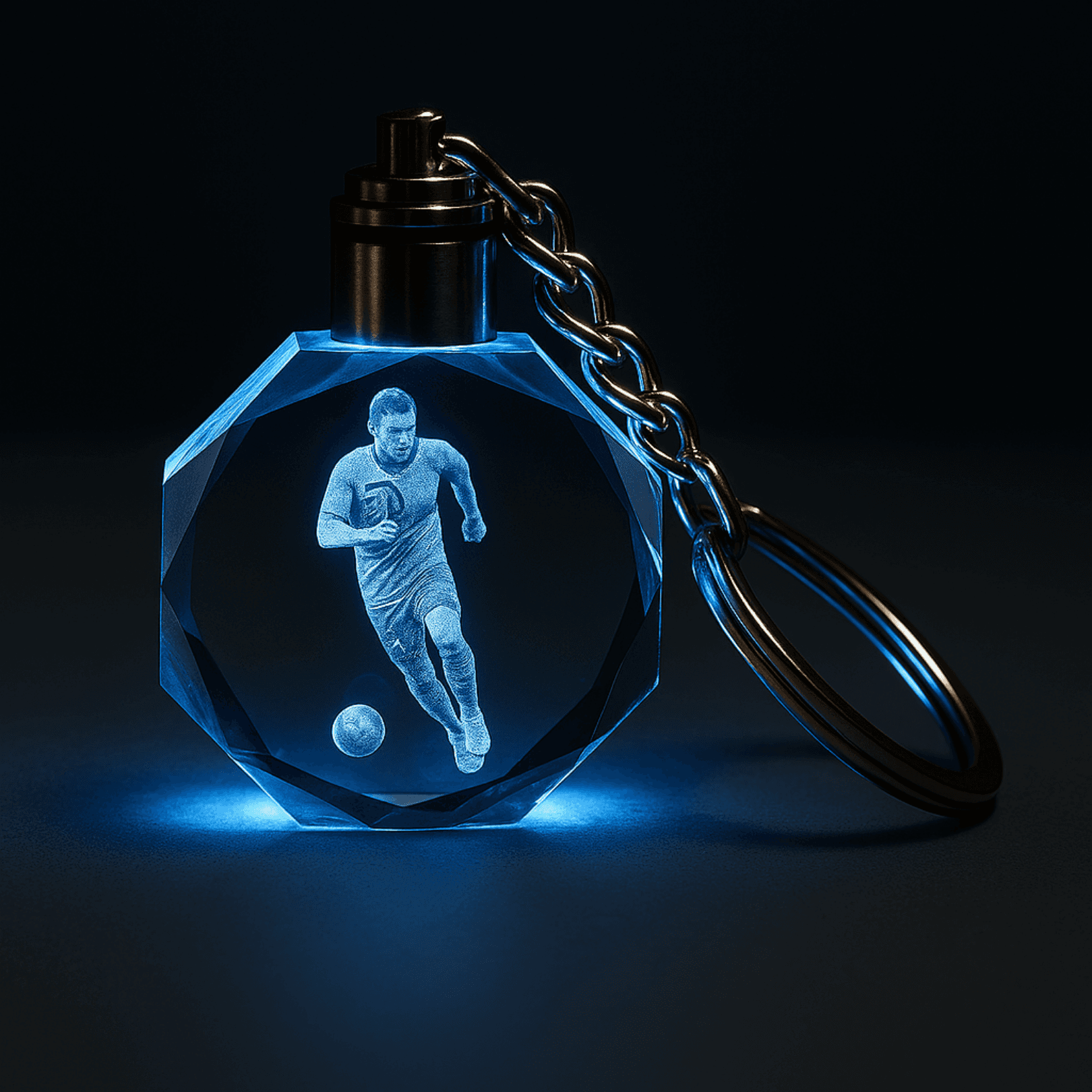 Futbol Tasarımlı Renk Değiştiren Işıklı Kristal Anahtarlık