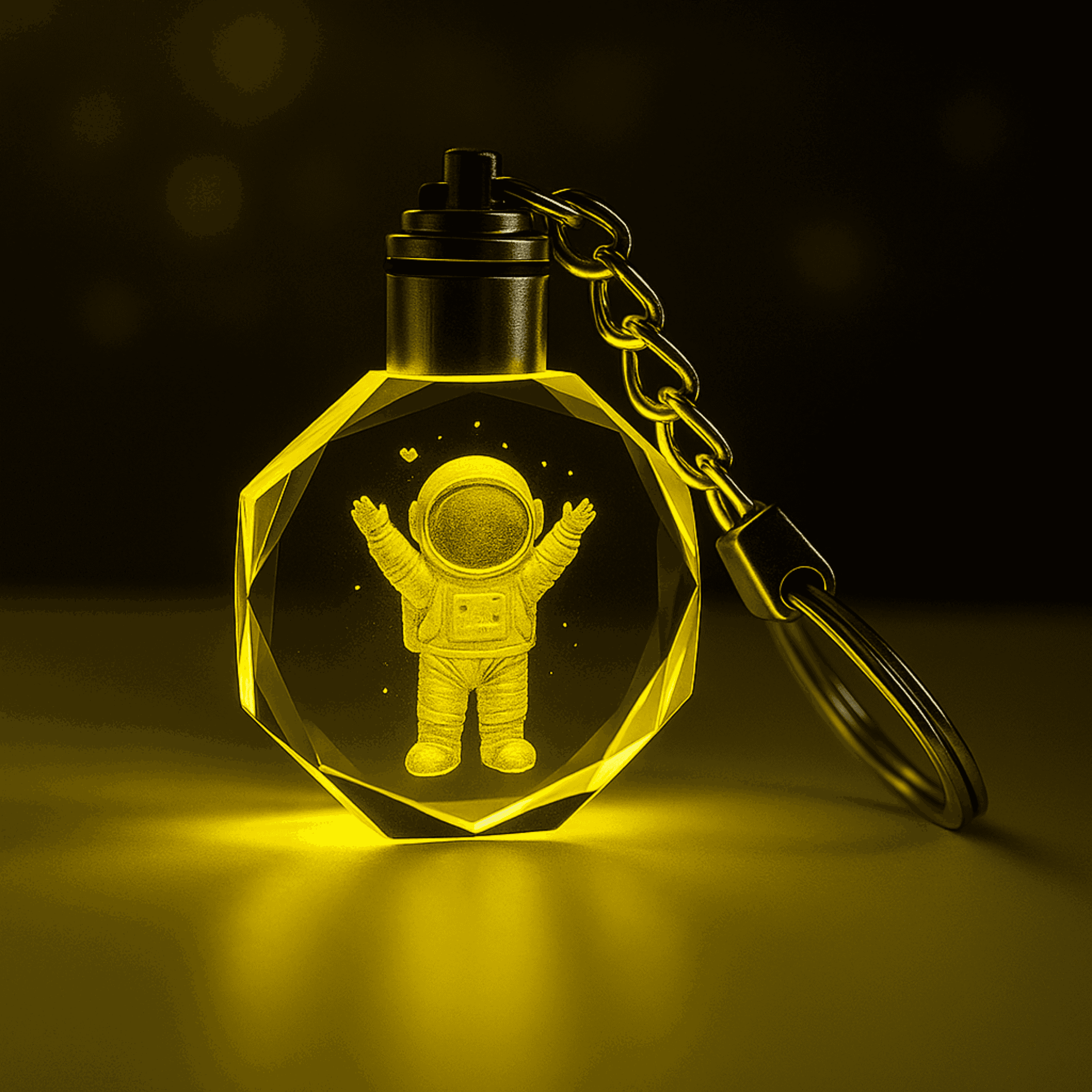 Astronot Renk Değiştiren Işıklı Kristal Anahtarlık