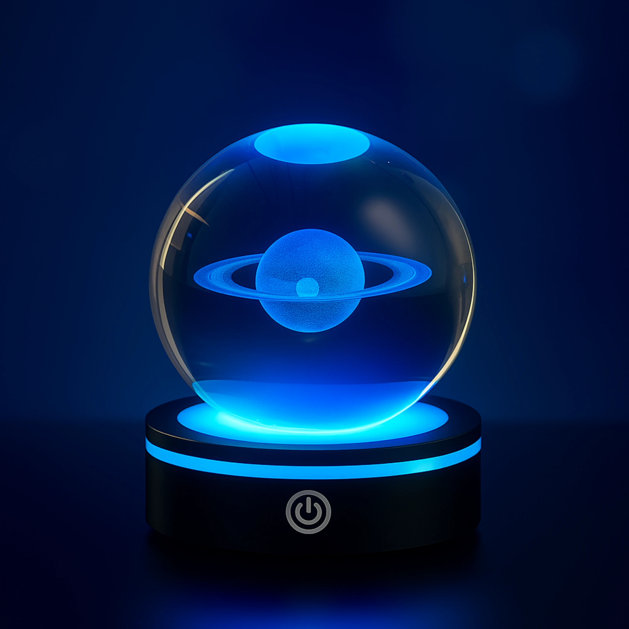 Satürn Gezegen Tasarımlı Renk Değiştiren USB’li Dönen Cam Küre