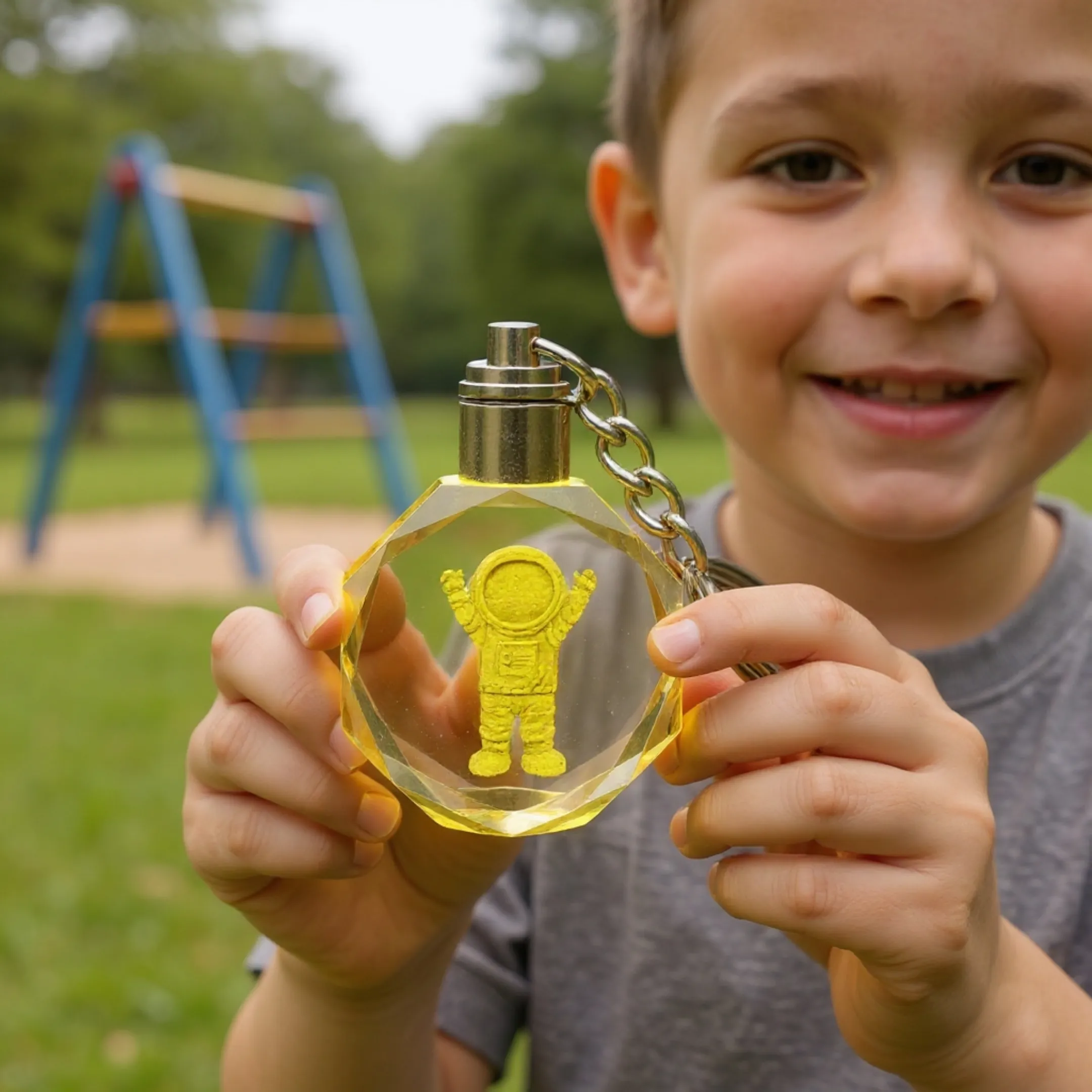 Astronot Renk Değiştiren Işıklı Kristal Anahtarlık