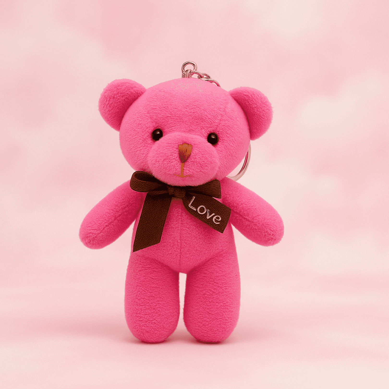 Fuşya Peluş Ayıcık Anahtarlık
