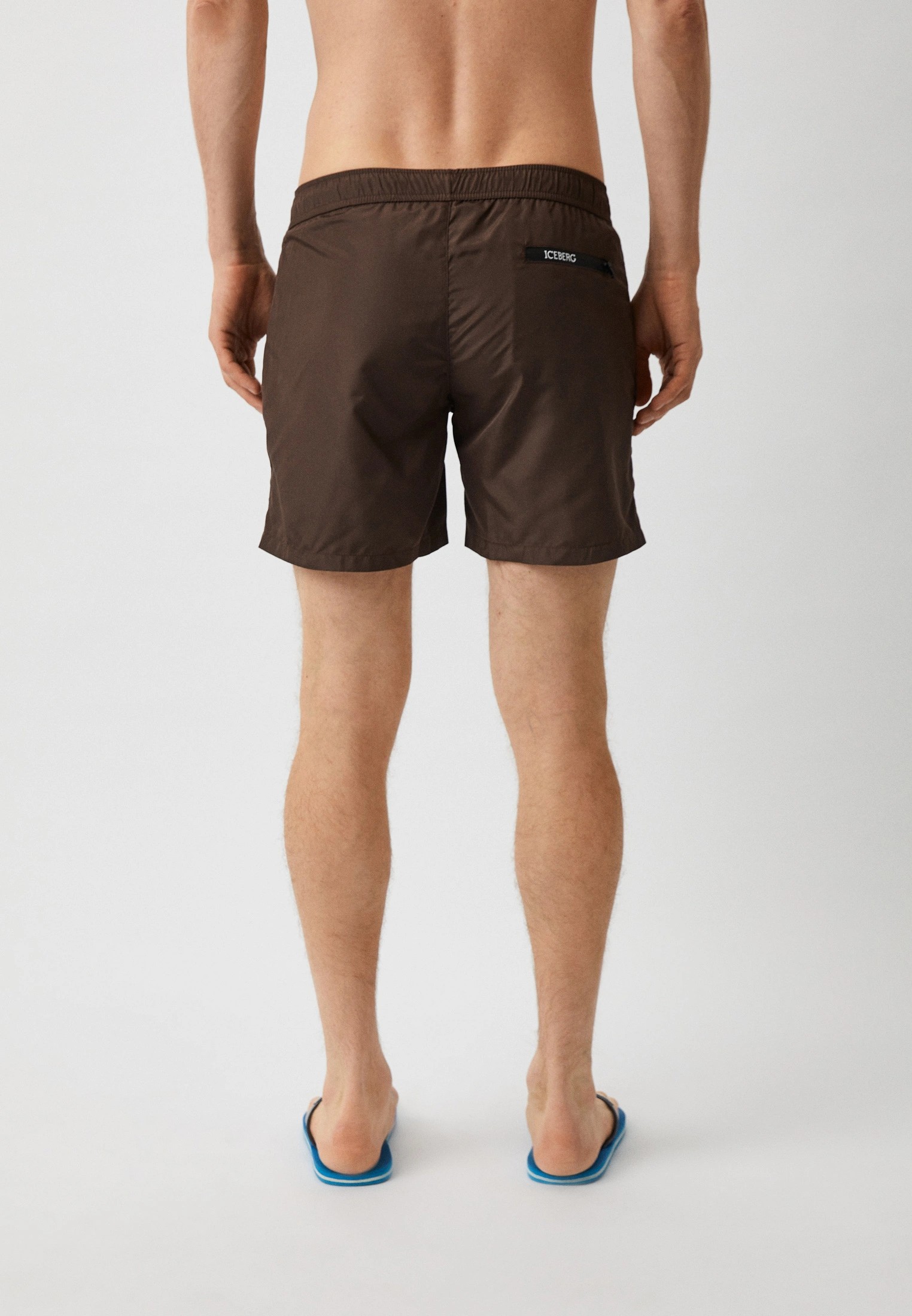 Swim Trunks With Neon Logo - Kahverengi