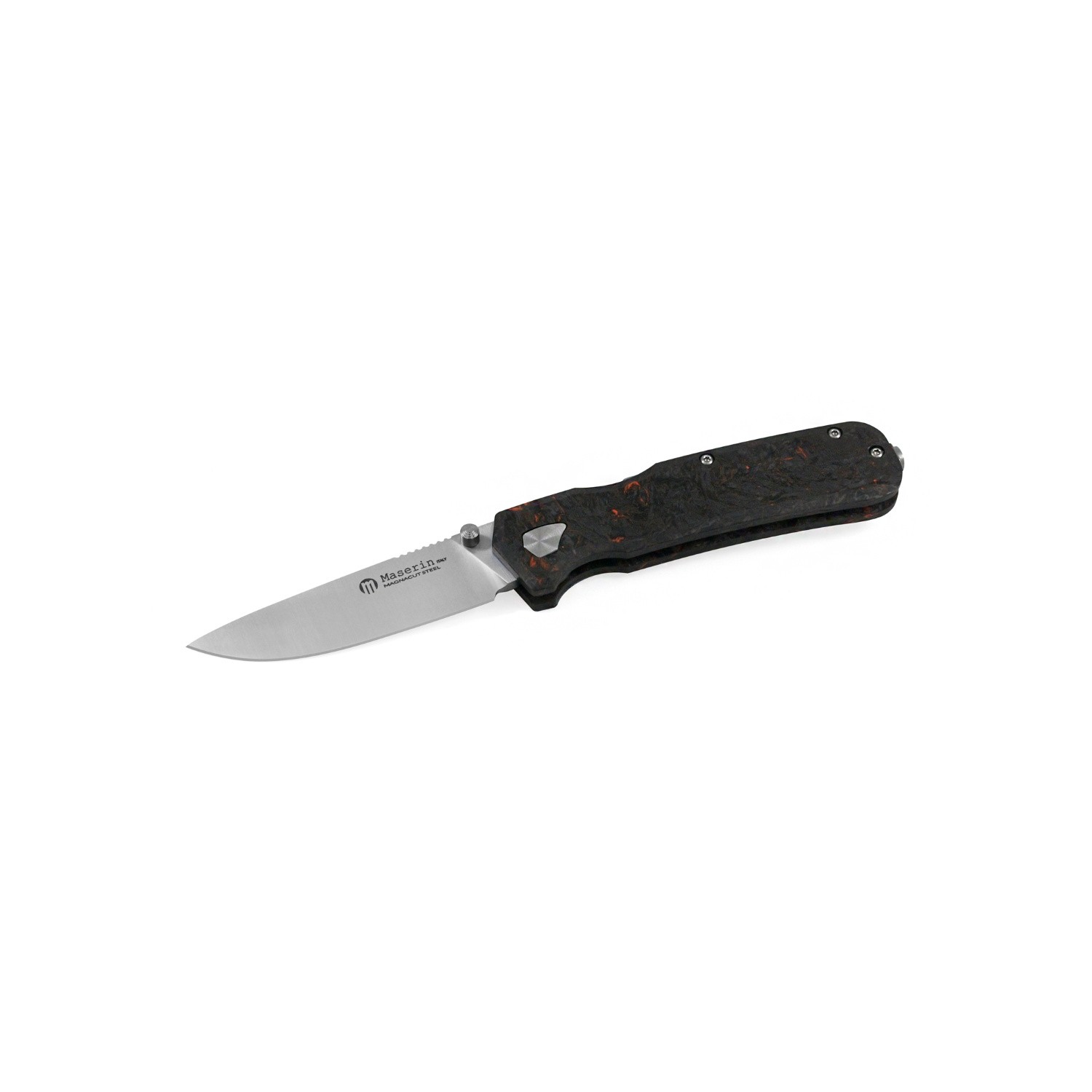 Maserin Pulse 630 CPM-MagnaCut Blade Black/Orange Fatcarbon® Handle Çakı