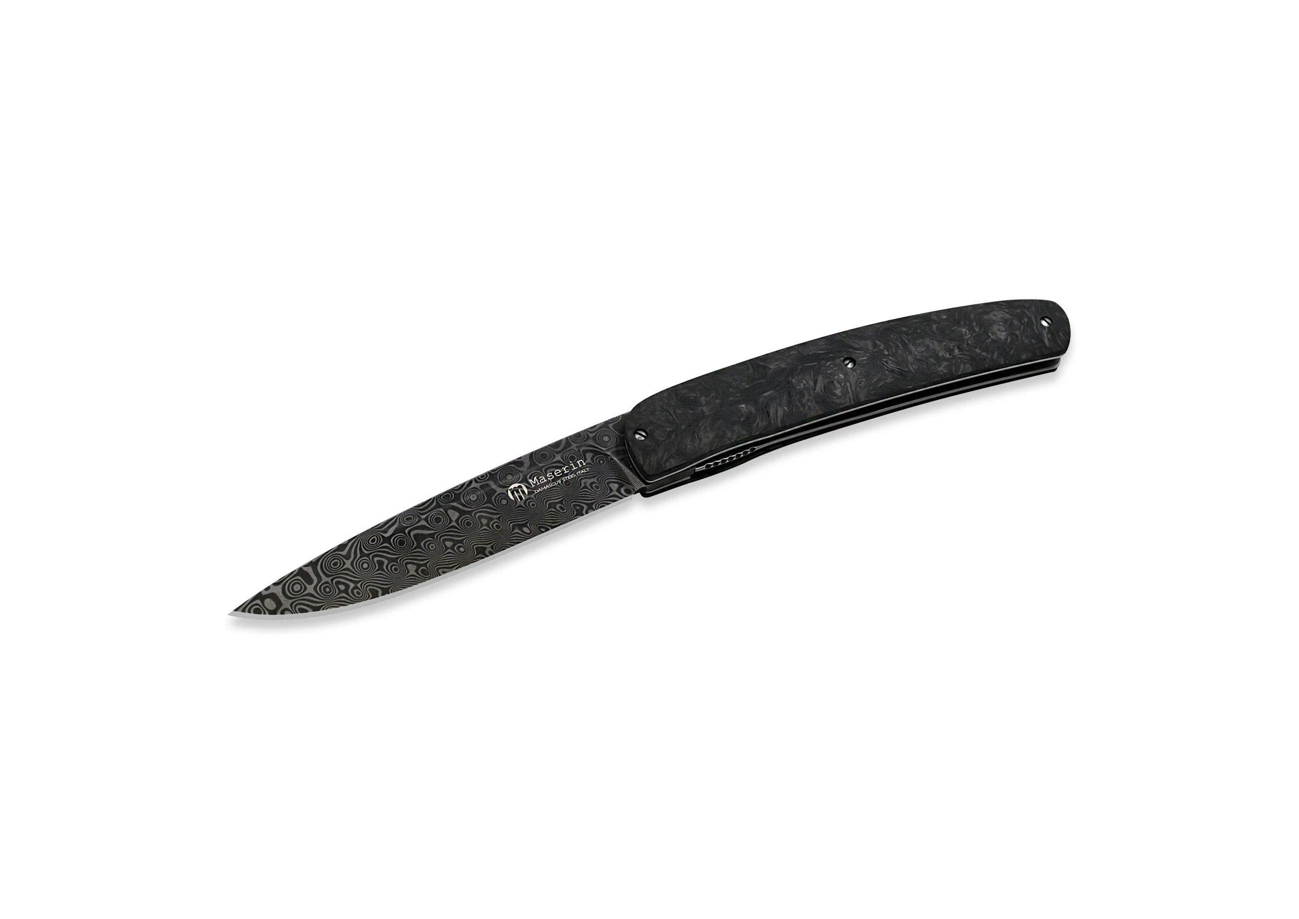 Maserin Gourmet Damascus Blade Black Fat Carbon Handle Çakı