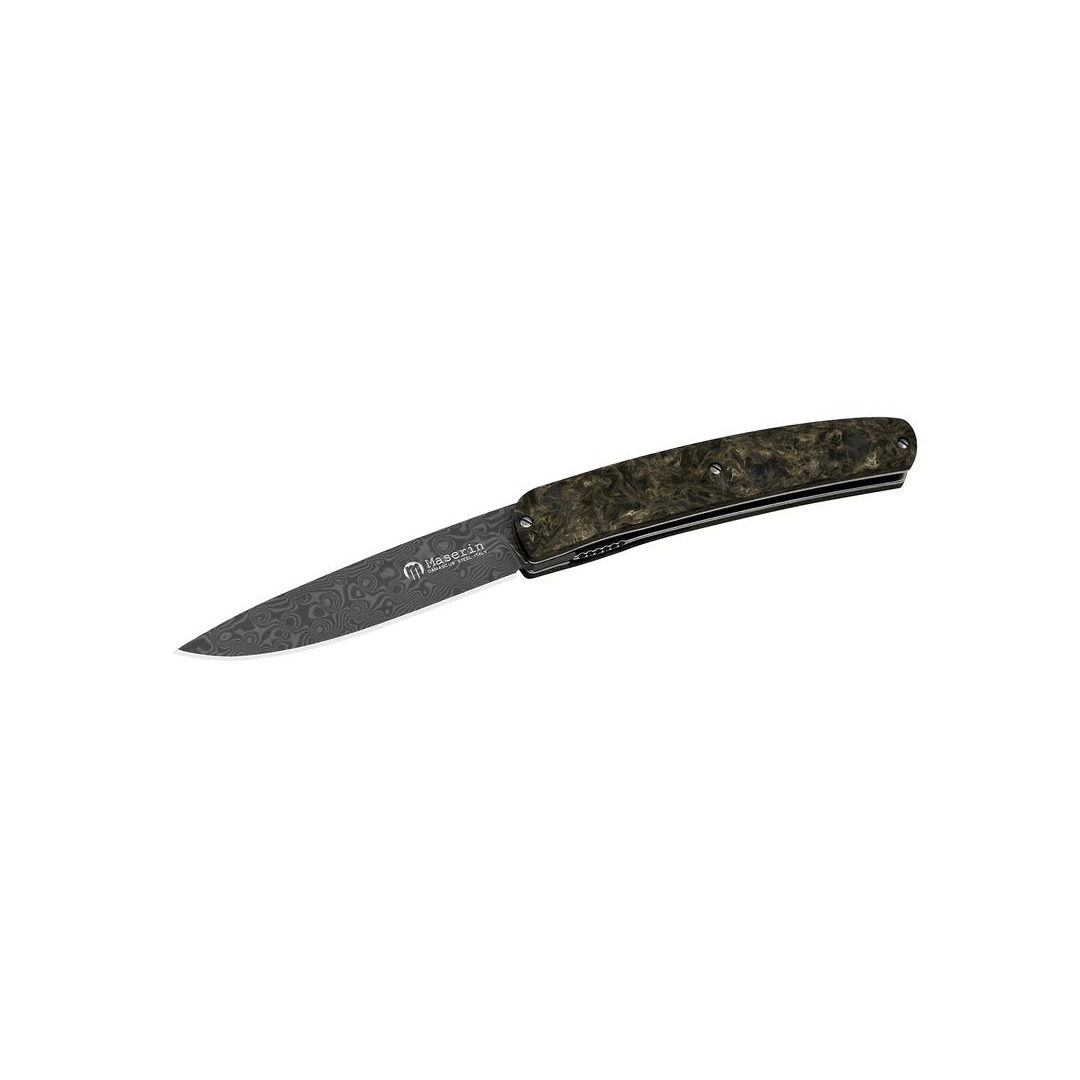 Maserin Mini-Gourmet Damascus Blade Gold Fat Carbon Handle Çakı