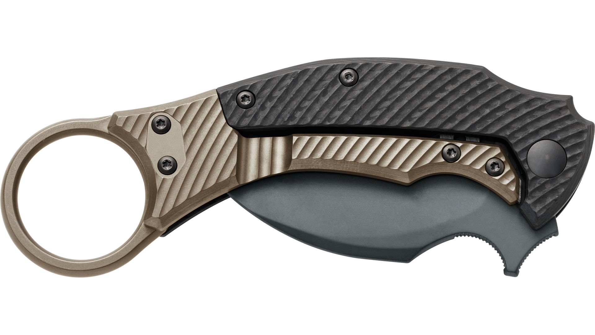 Fox Knives Blackbird Black PVD Blade + Bronze Titanium Frame Lock + Carbon Fiber Çakı