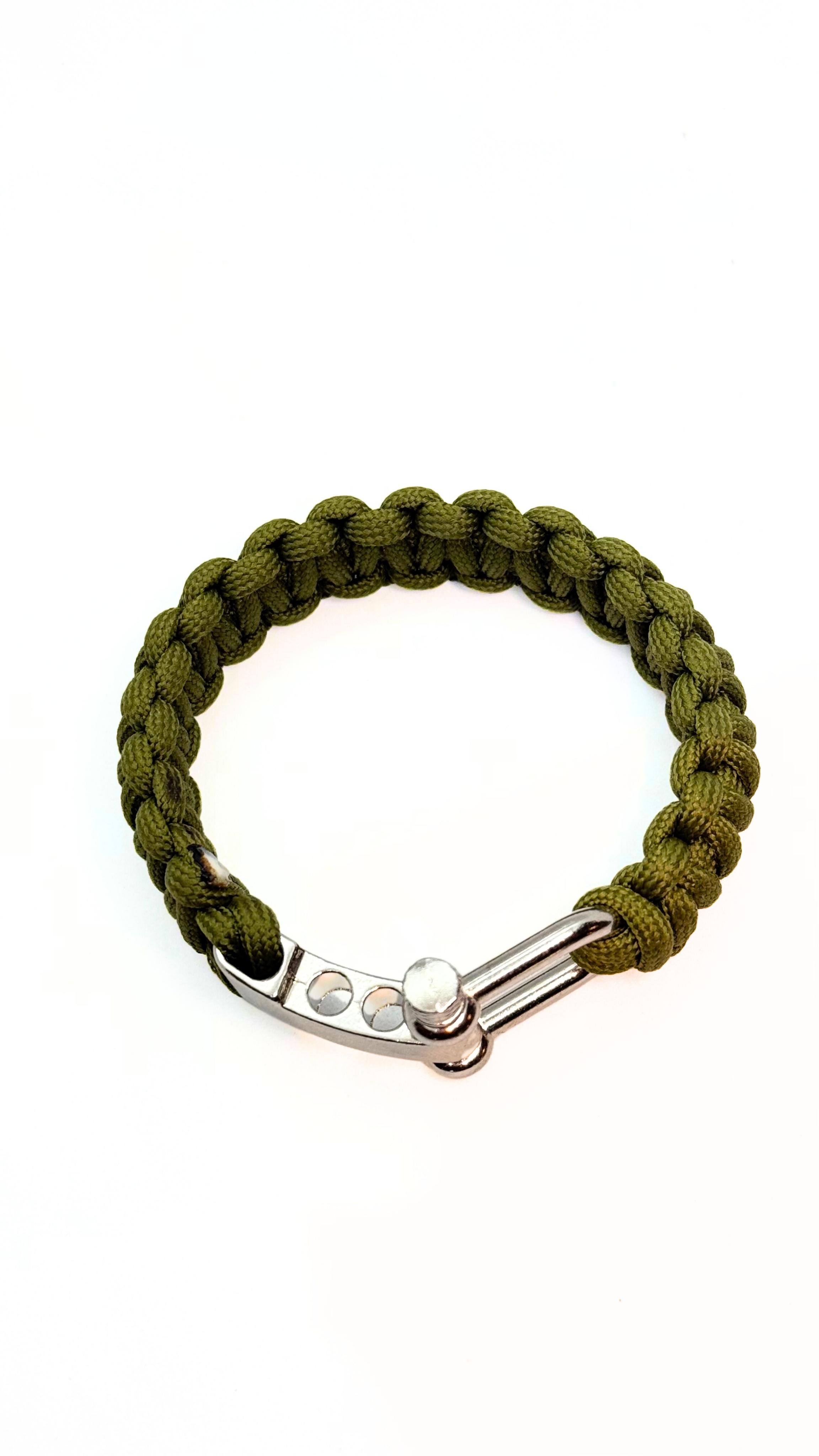 WildRoot Survival Paracord Ayarlanabilir Çelik Tokalı Hâkî Bileklik