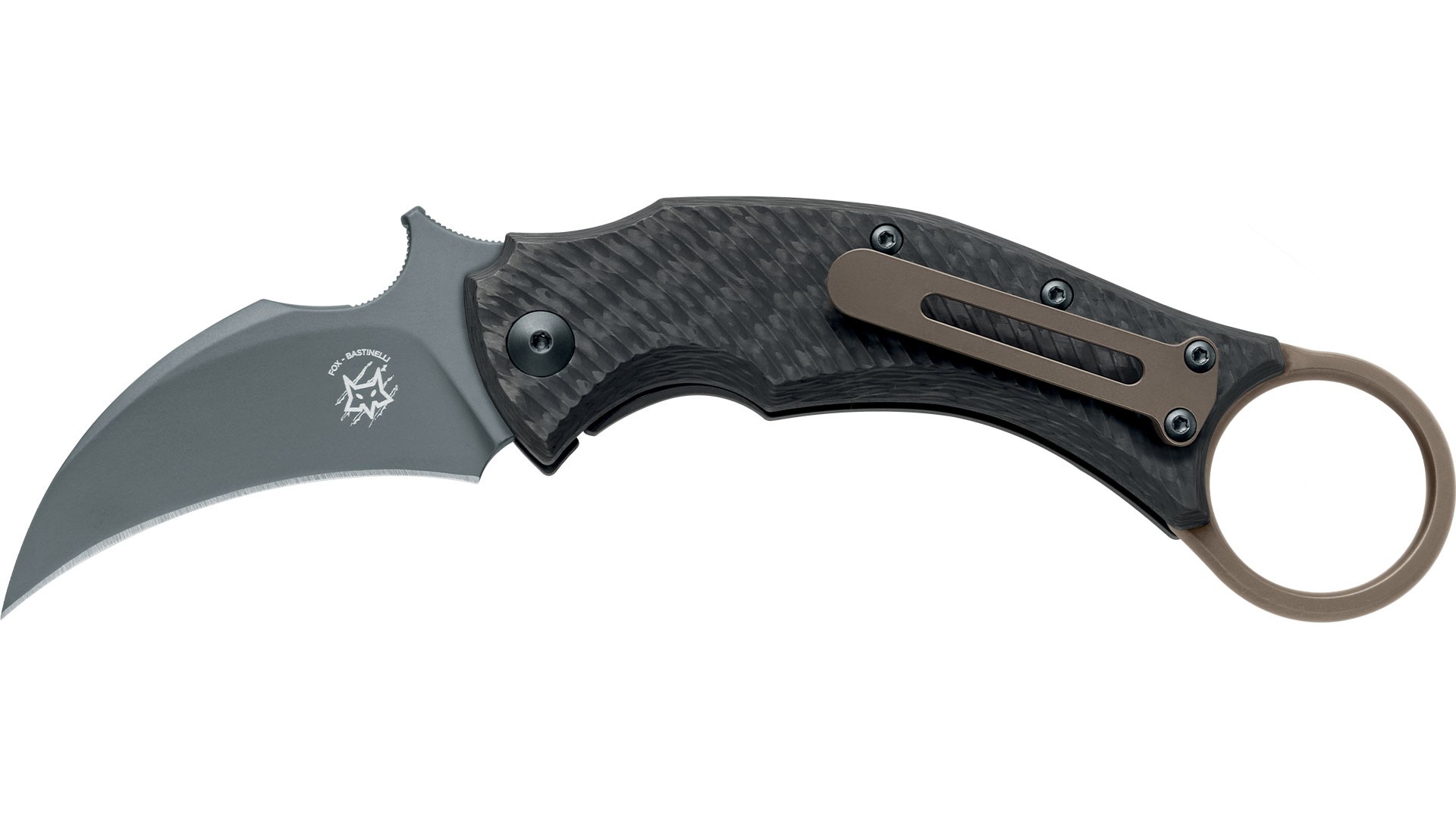 Fox Knives Blackbird Black PVD Blade + Bronze Titanium Frame Lock + Carbon Fiber Çakı