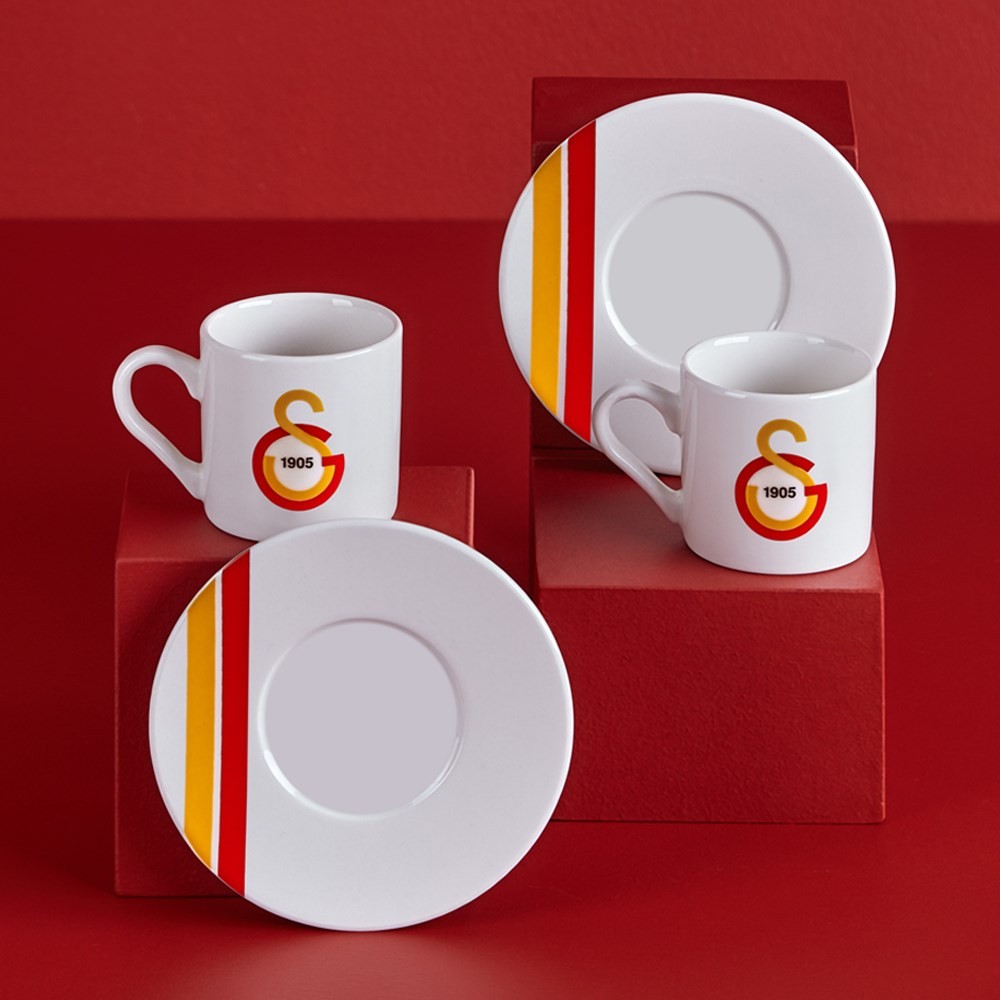 Neva Galatasaray Lisanslı Çizgili 2 li Kahve Fincan Takımı