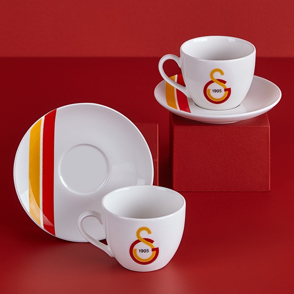 Neva Galatasaray Lisanslı Çizgili 2 li Çay Fincan Takımı