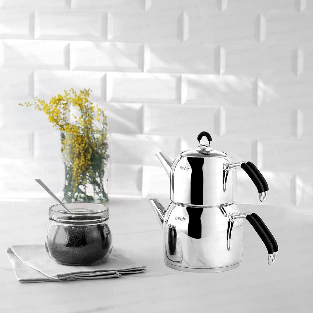 Nehir Mini Modern Çelik Çaydanlık Takımı