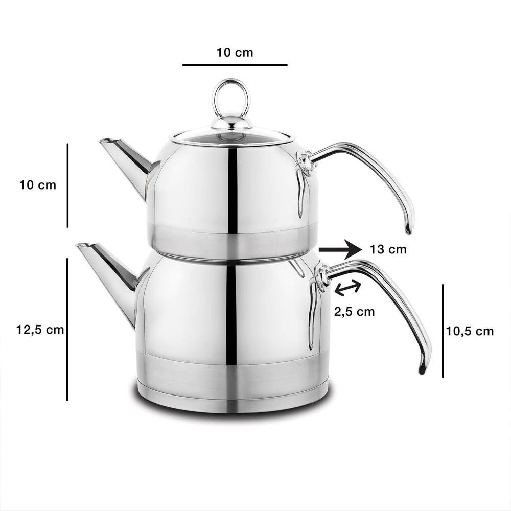 Schafer Ada Metal Çaydanlık Takımı (Orta)  4 Parça  Inox