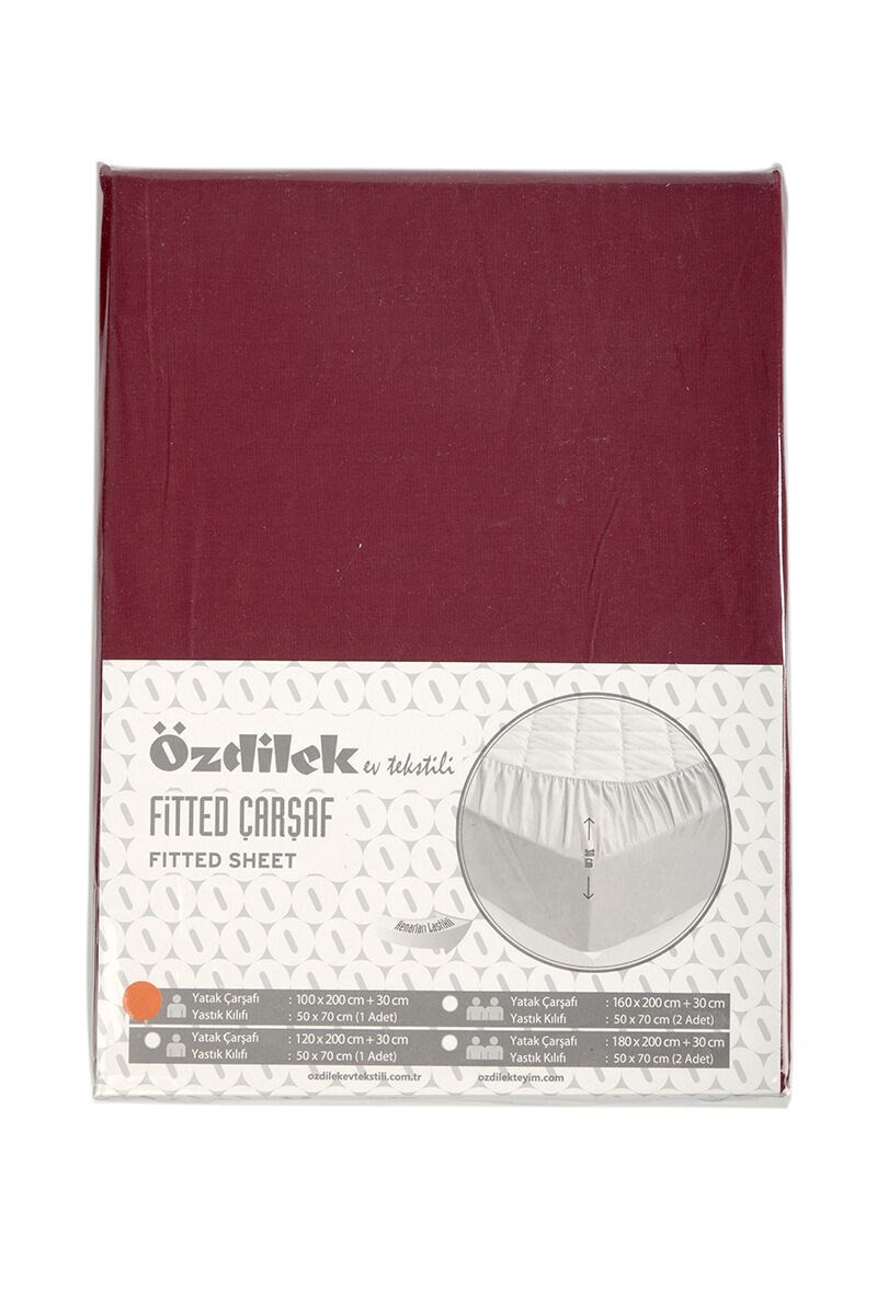 Özdilek Çift Kişilik Çarşaf Fitted Yastıklı Ranforce Trendy Bordo 160x200