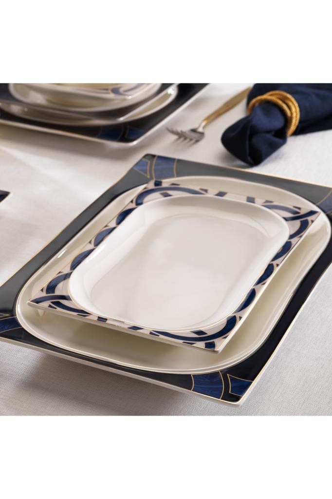Schafer Glamor Blue Line Yemek Takımı-60 Parça Mavi