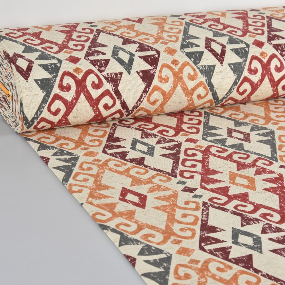 Premier Eskitme Kilim Desen Duck Keten Kumaş 180 Cm