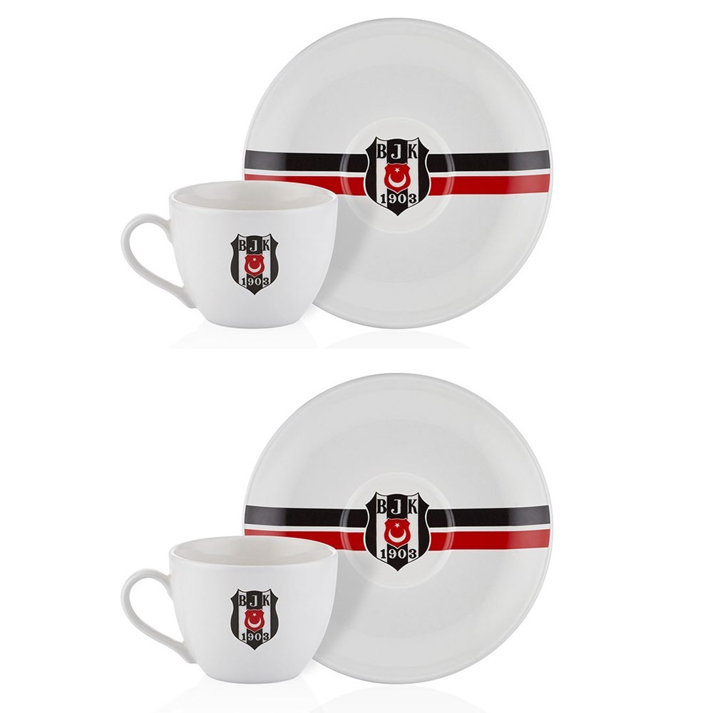 Neva Beşiktaş Lisanslı Çizgili 2 li Çay Fincan Takımı