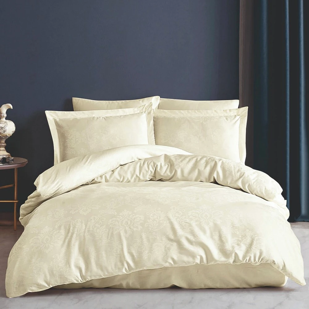 Fiesta Çift Kişilik Jakarlı Saten Nevresim Takımı Sandra Krem