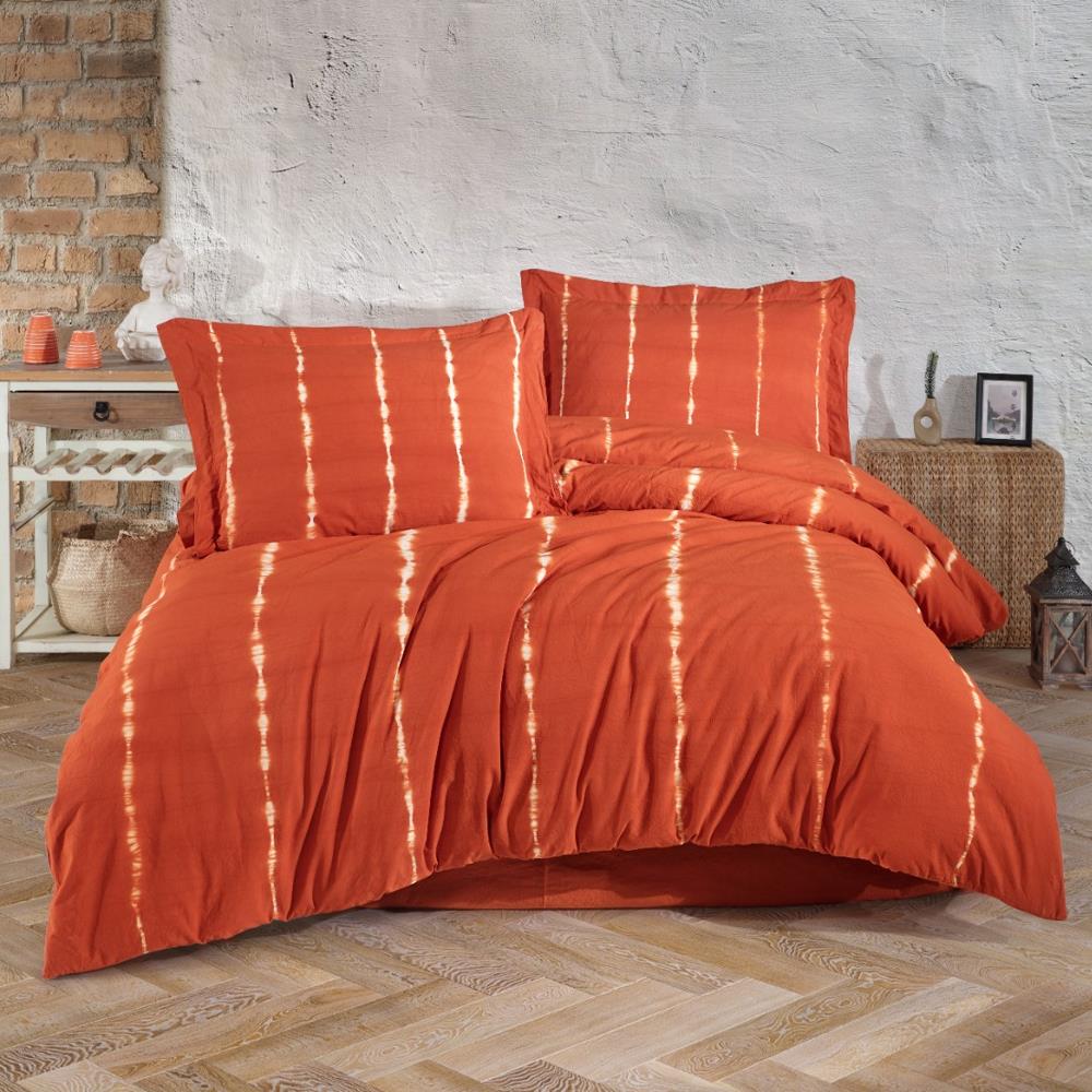 Fiesta Hasna Natural Batik Çift Kişilik Nevresim Takımı - Kiremit