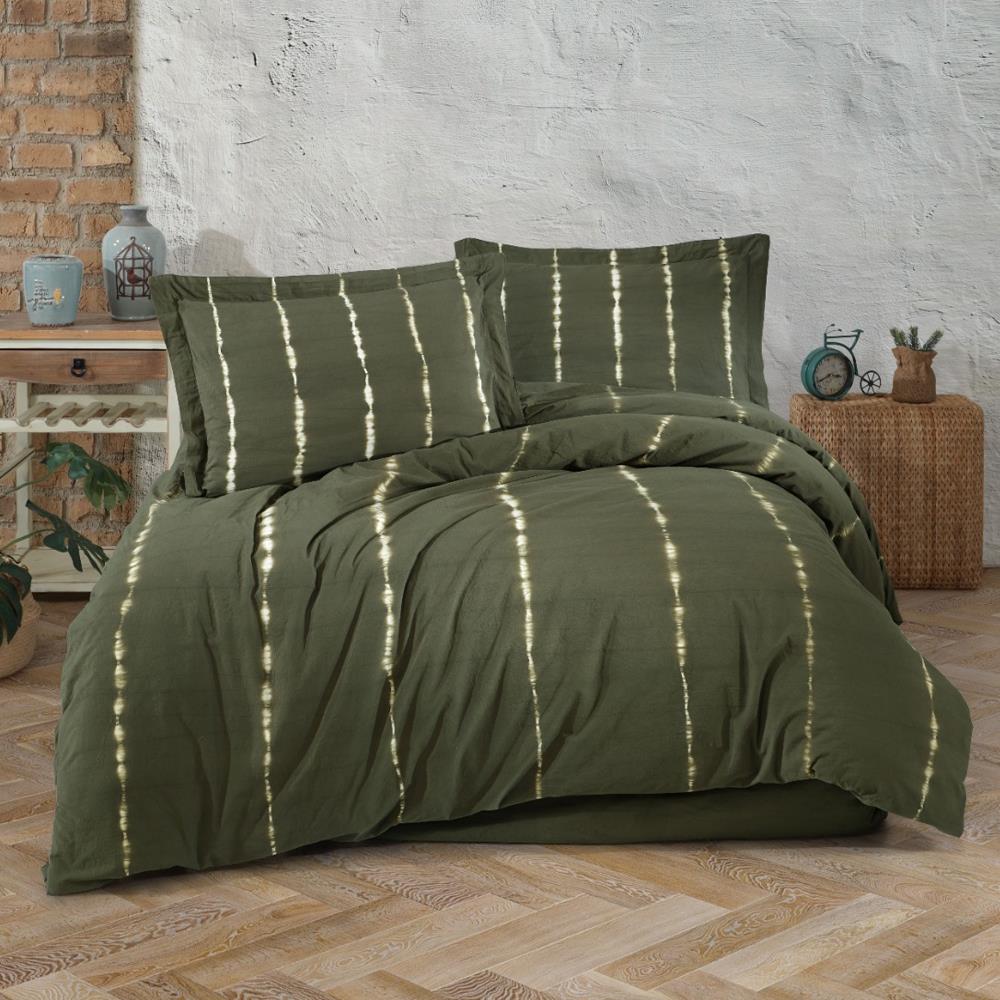 Fiesta Hasna Natural Batik Çift Kişilik Nevresim Takımı - Yeşil
