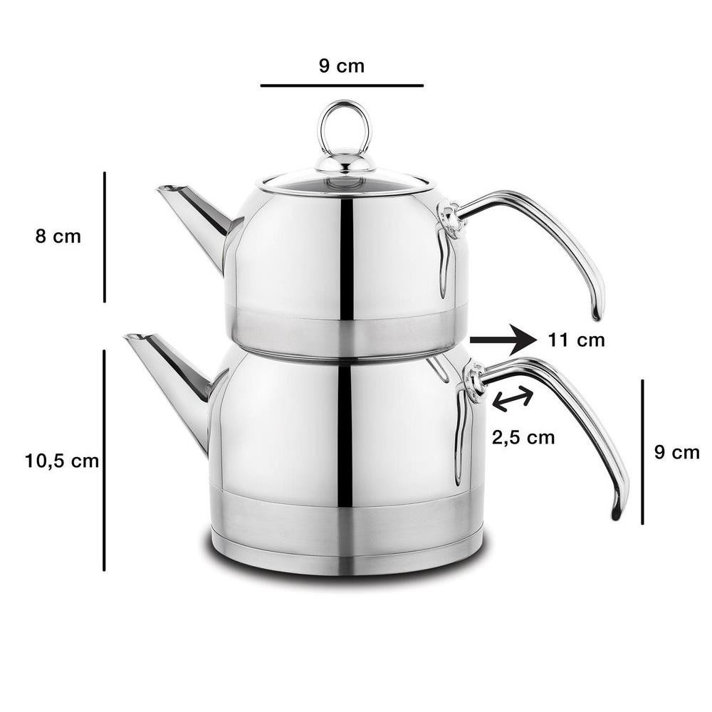 Schafer Ada Metal Çaydanlık Takımı (Küçük)  4 Parça  Inox