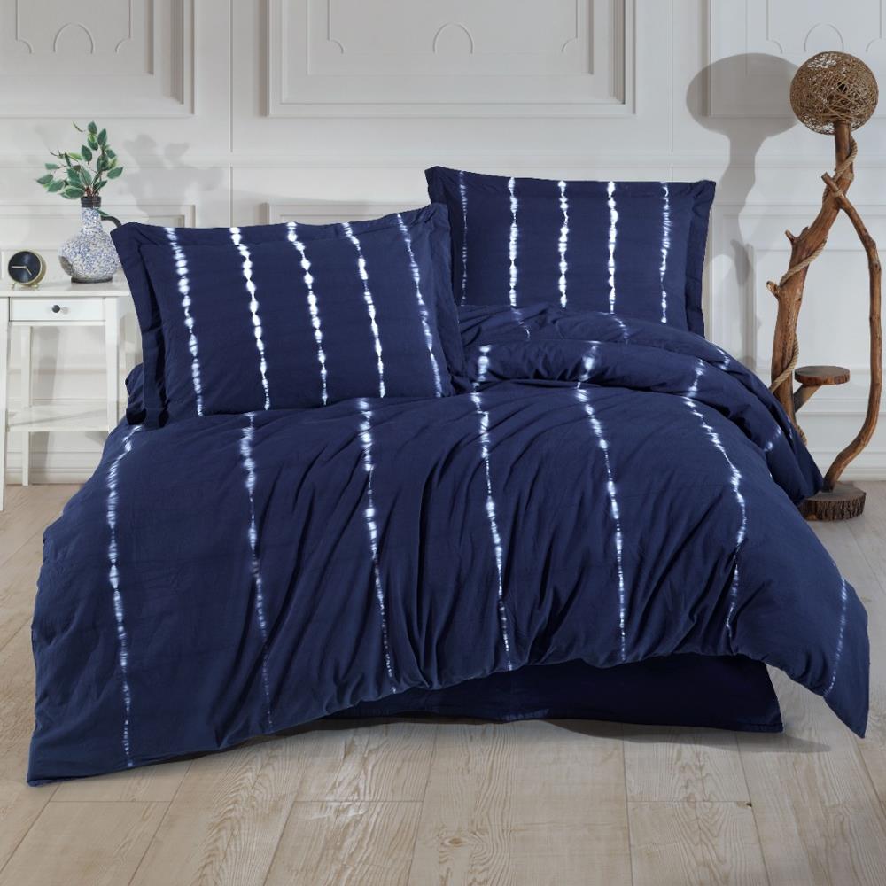 Fiesta Hasna Natural Batik Çift Kişilik Nevresim Takımı - LACİVERT