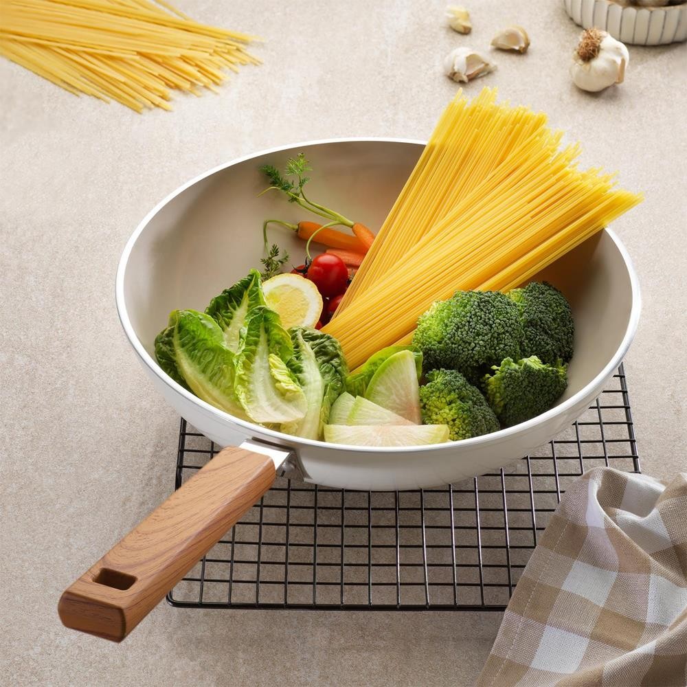 Schafer Ceramoni Seramik Wok Tava 28 Cm Krem