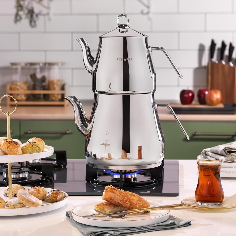 Schafer Prochef Dev Çaydanlık Takımı 4 Parça Gümüş