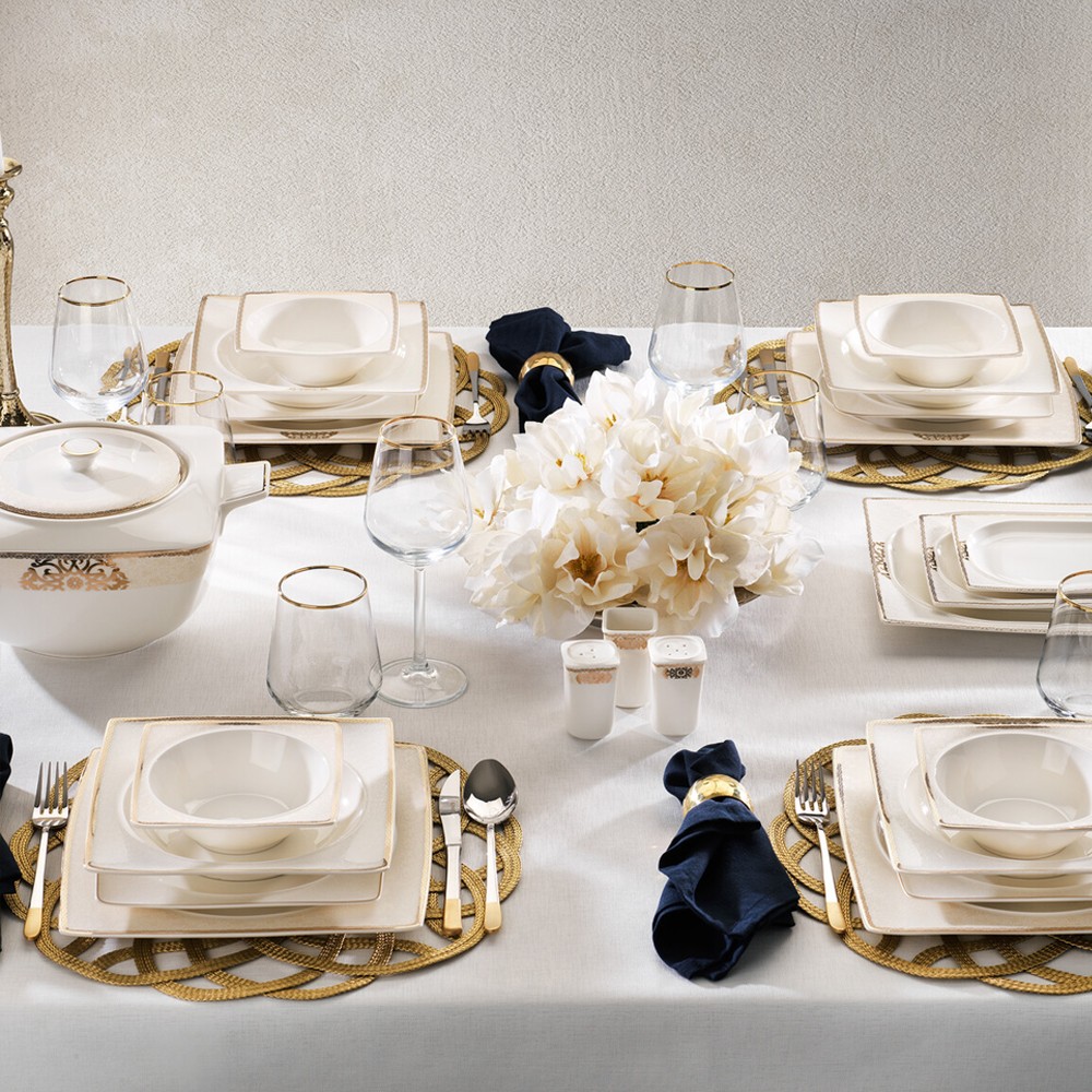 Schafer Glamor Regal Yemek Takımı-60 Parça Gold