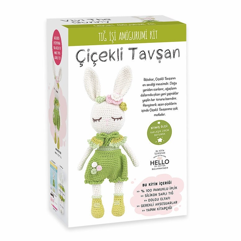 Tuva Tığ İşi Amigurumi Kit -Çiçekli Tavşan