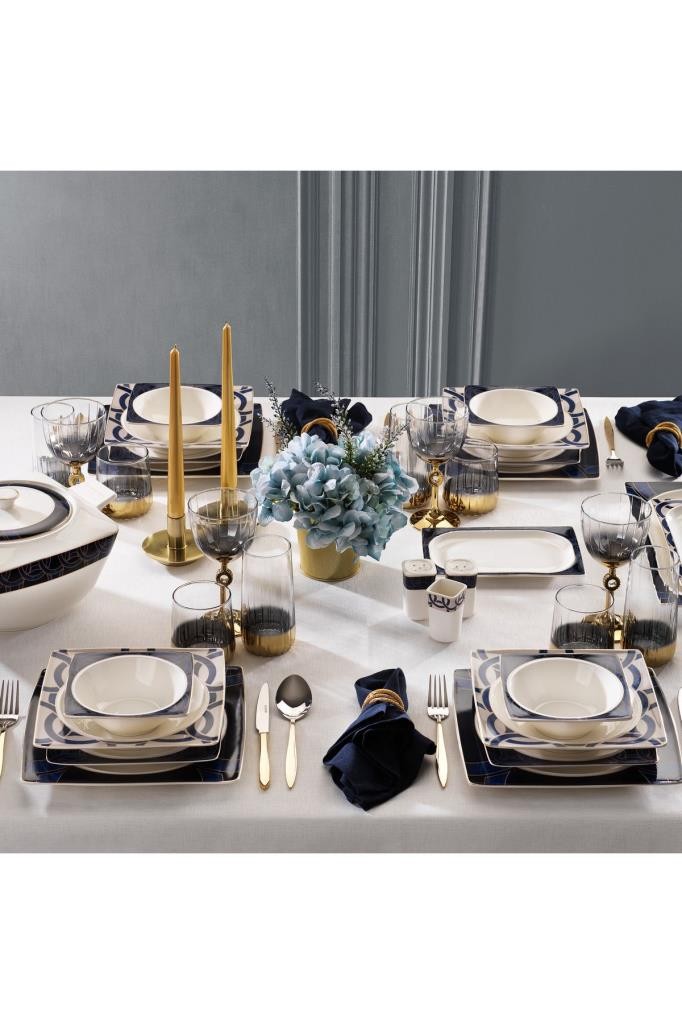 Schafer Glamor Blue Line Yemek Takımı-60 Parça Mavi