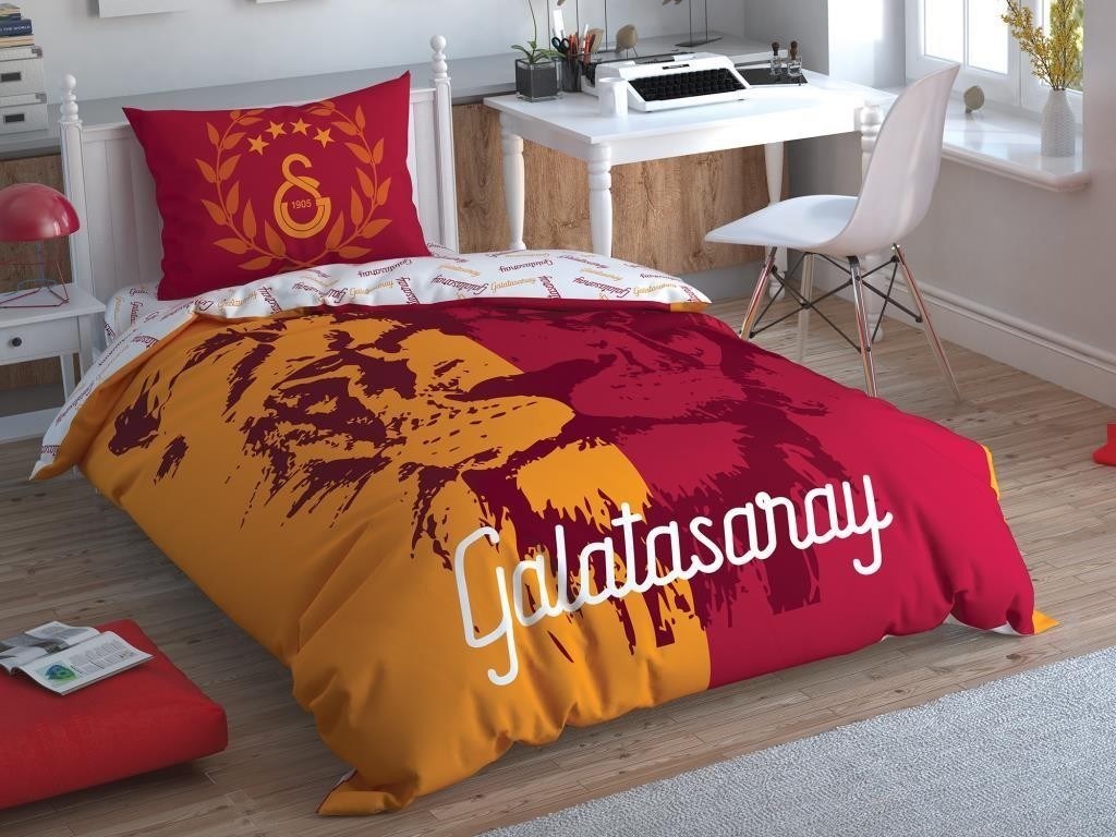 Taç Tek Kişilik Lisanslı Nevresim Takımı Galatasaray Aslan Logo