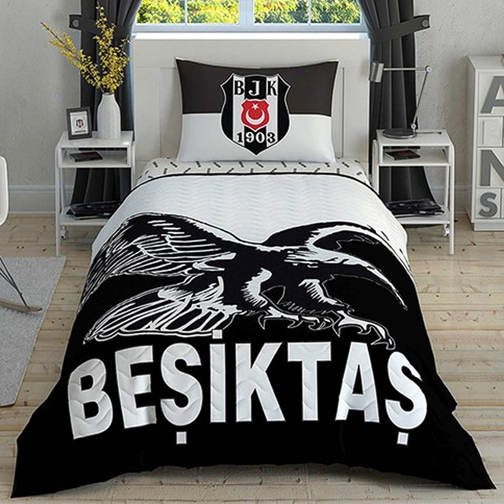 Taç Tek Kişilik Lisanslı Kapitone Nevresim Takımı Beşiktaş Kartal