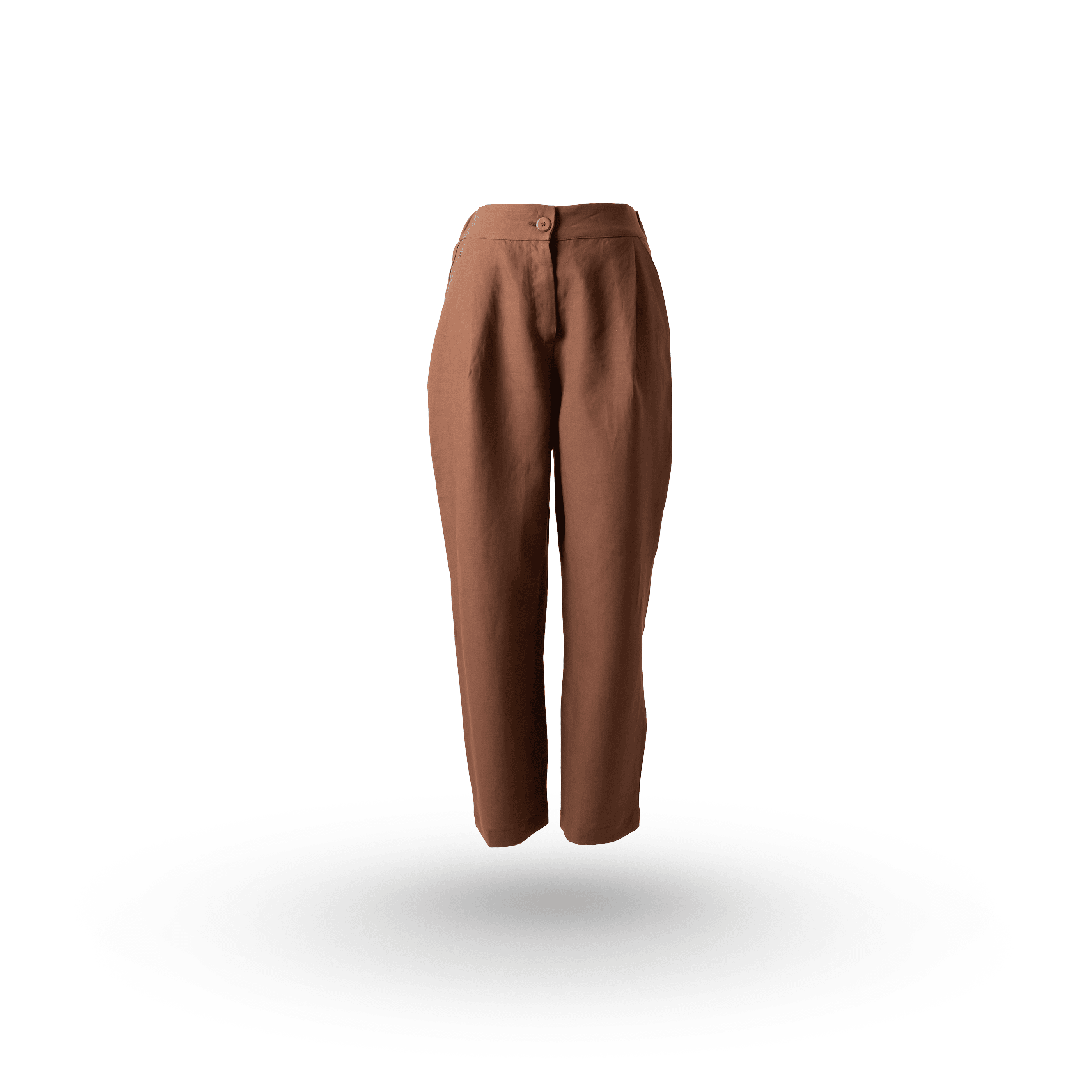 Beli Lastikli Keten Pantolon - Tatlı Kahve