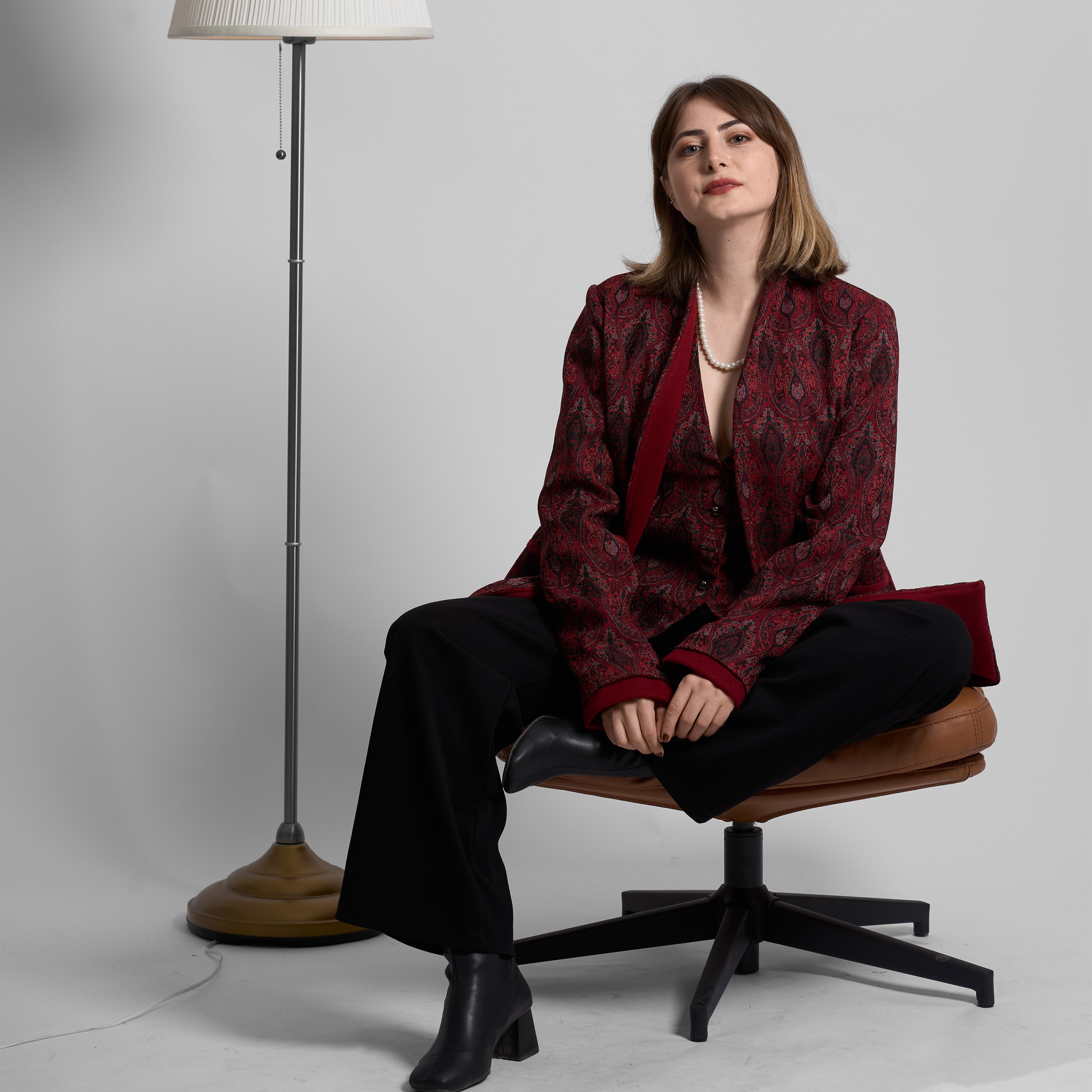 Etnik Desen Çift Çıt Çıtlı Blazer Ceket