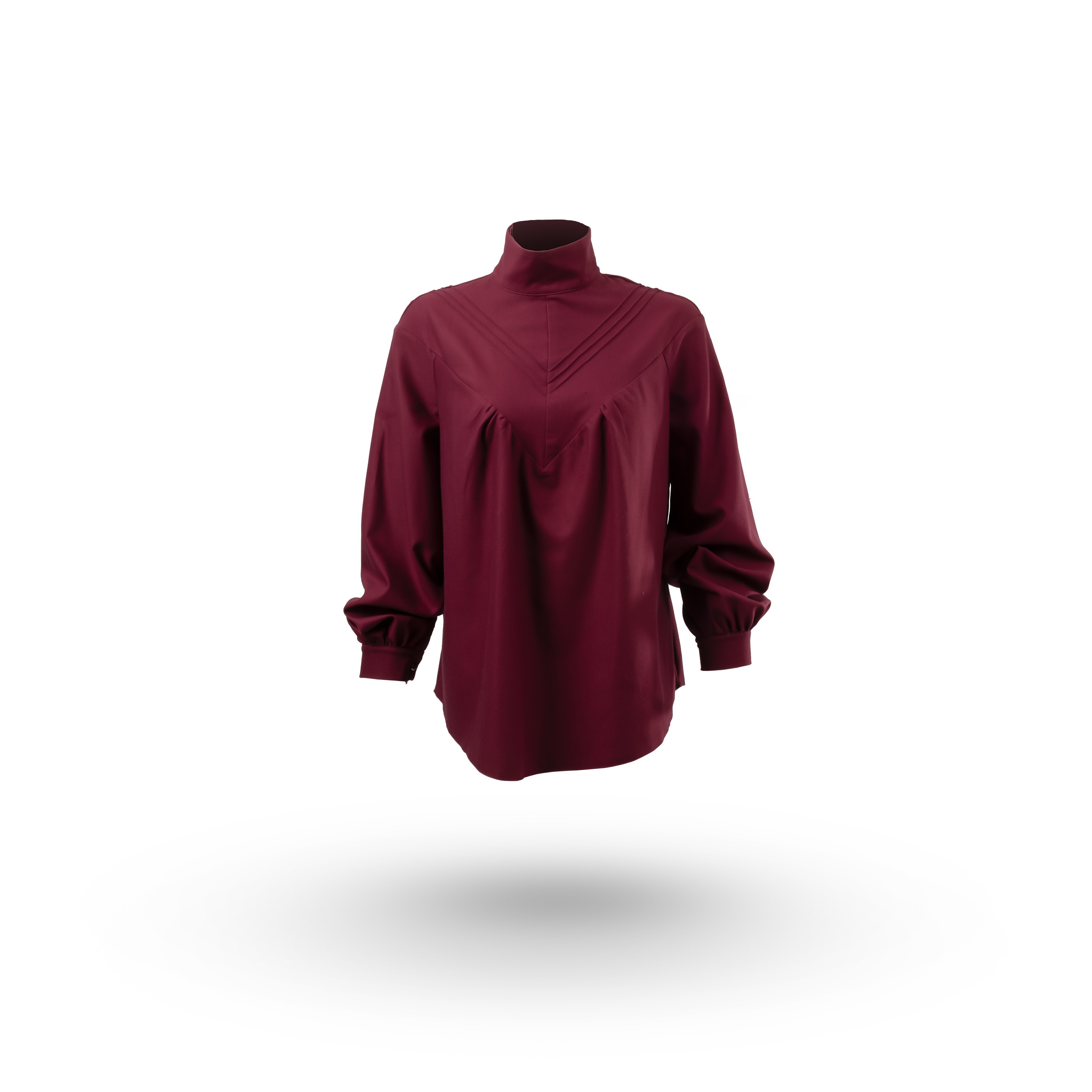 Bordo Dik Yaka Bluz