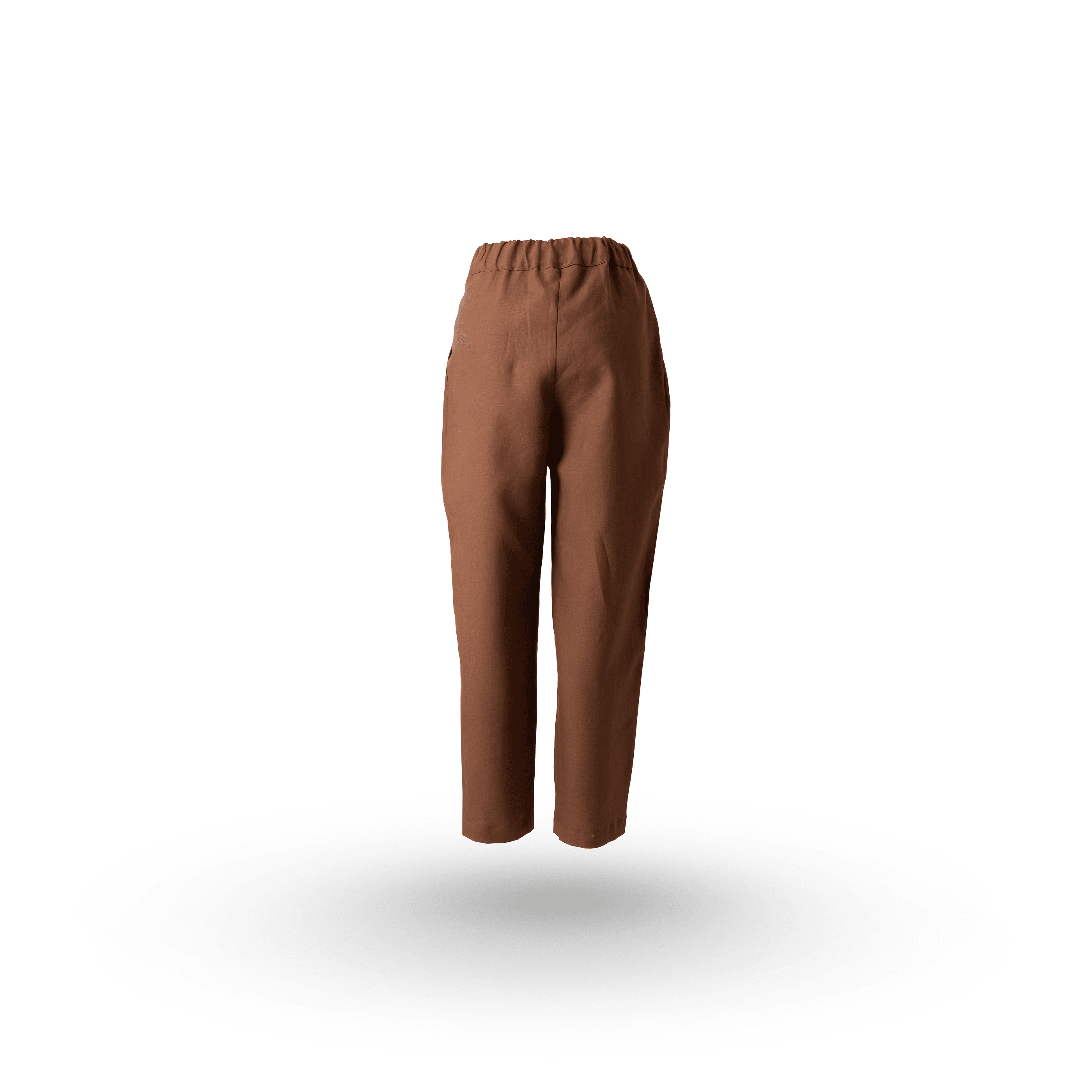 Beli Lastikli Keten Pantolon - Tatlı Kahve