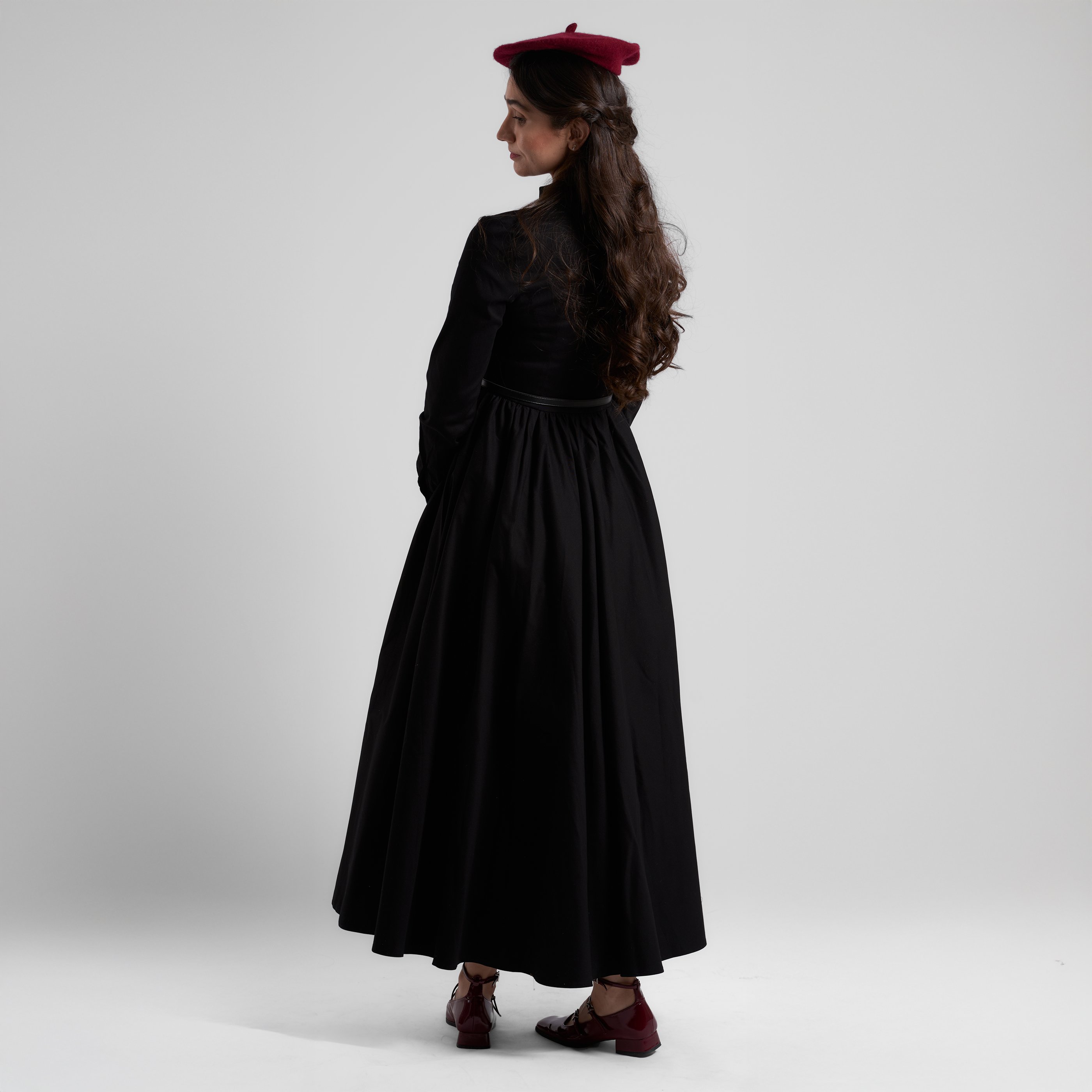 Gabardin Düğmeli Elbise - Siyah